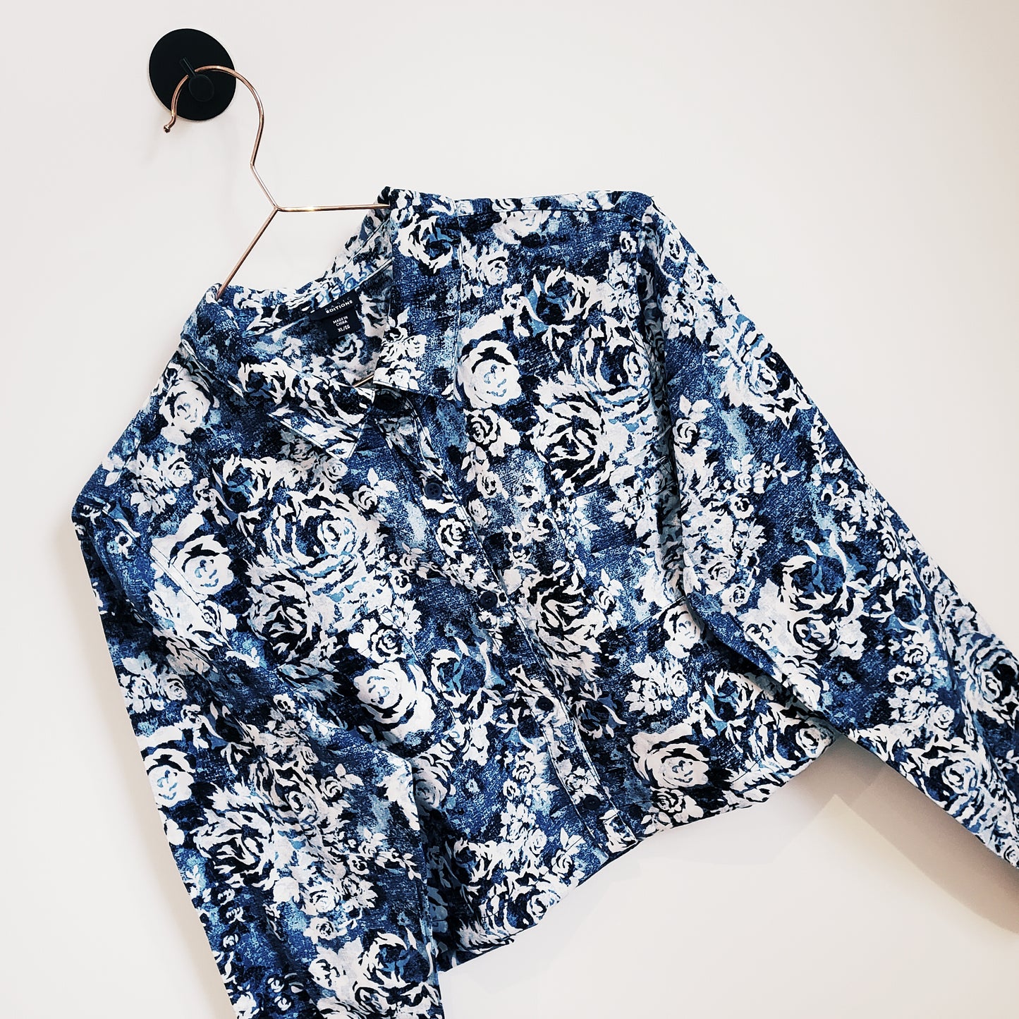Reworked Vintage Floral Print Crop Shirt | Size 12