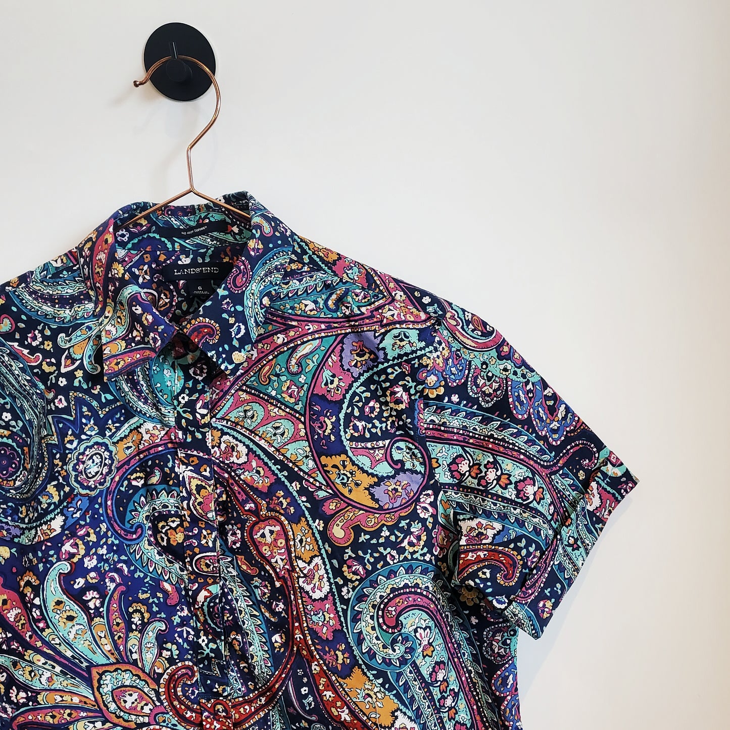 Reworked Upcycled Paisley Crop Shirt | Size 10