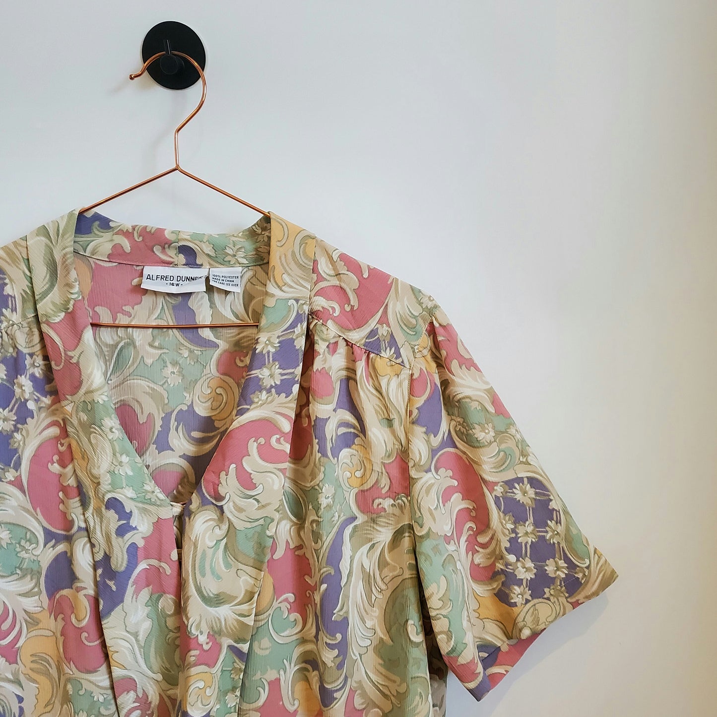 Vintage 80s Floral Baroque Print Blouse | Size 14