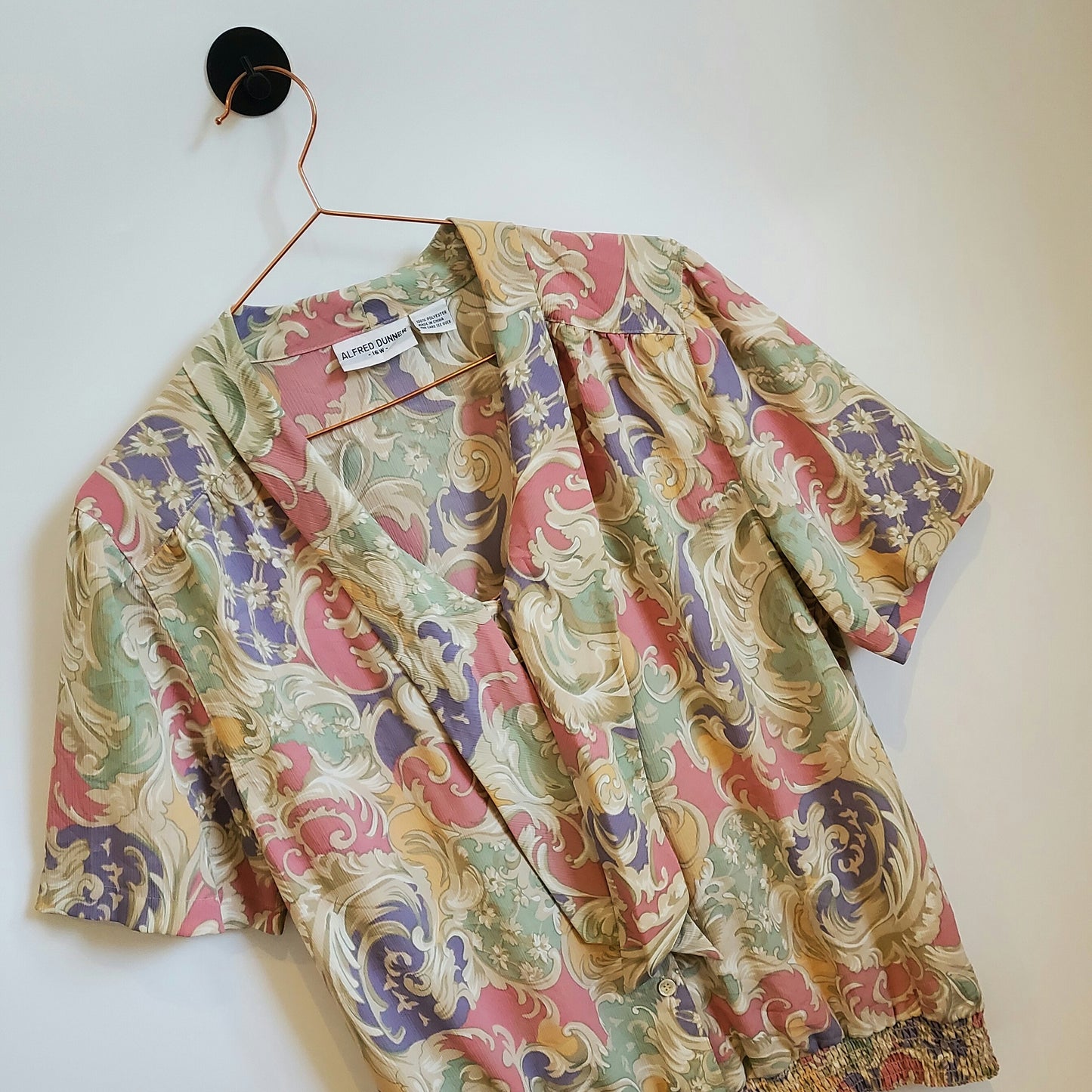 Vintage 80s Floral Baroque Print Blouse | Size 14