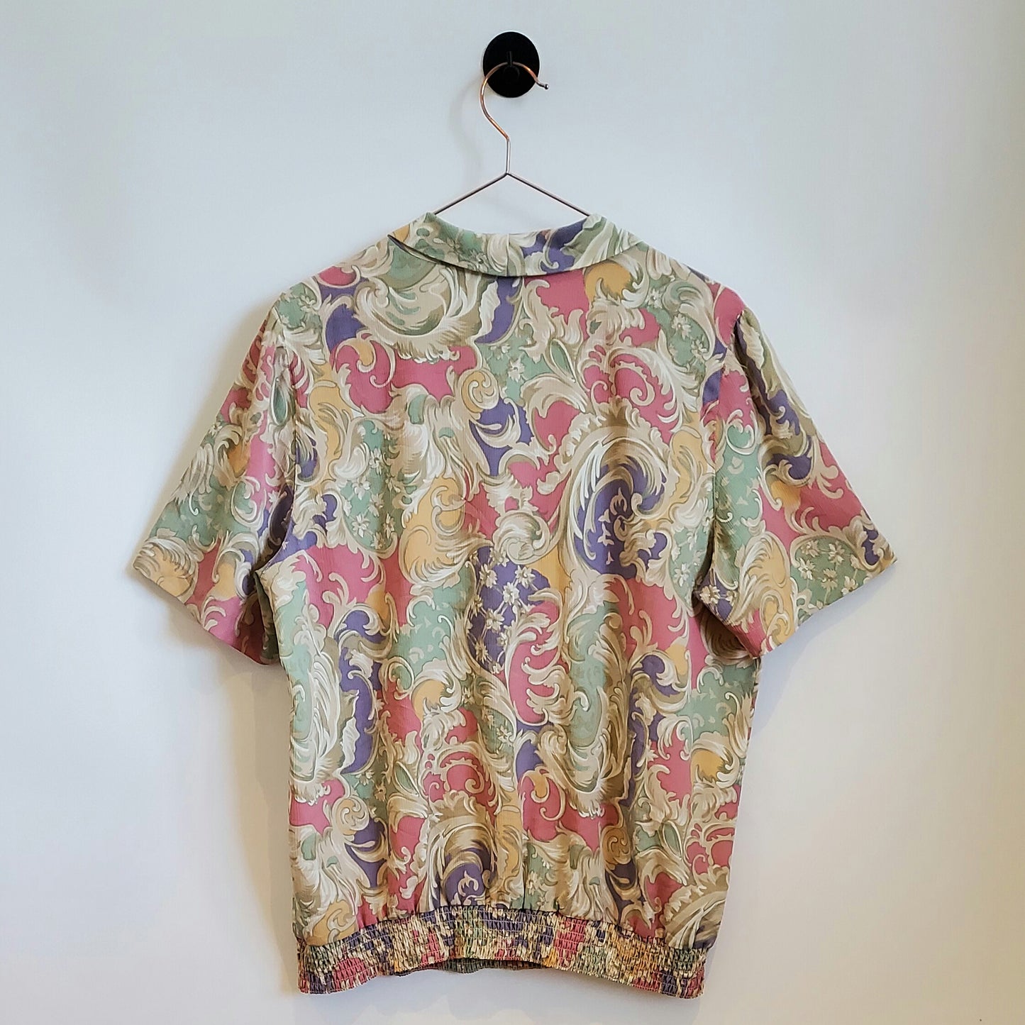 Vintage 80s Floral Baroque Print Blouse | Size 14