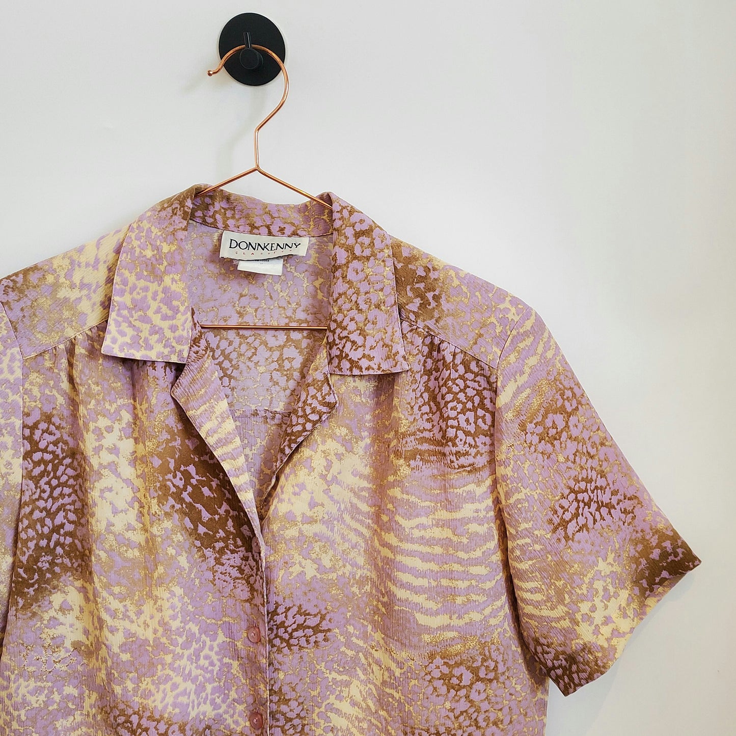 Vintage 80s Animal Print Blouse | Size 12