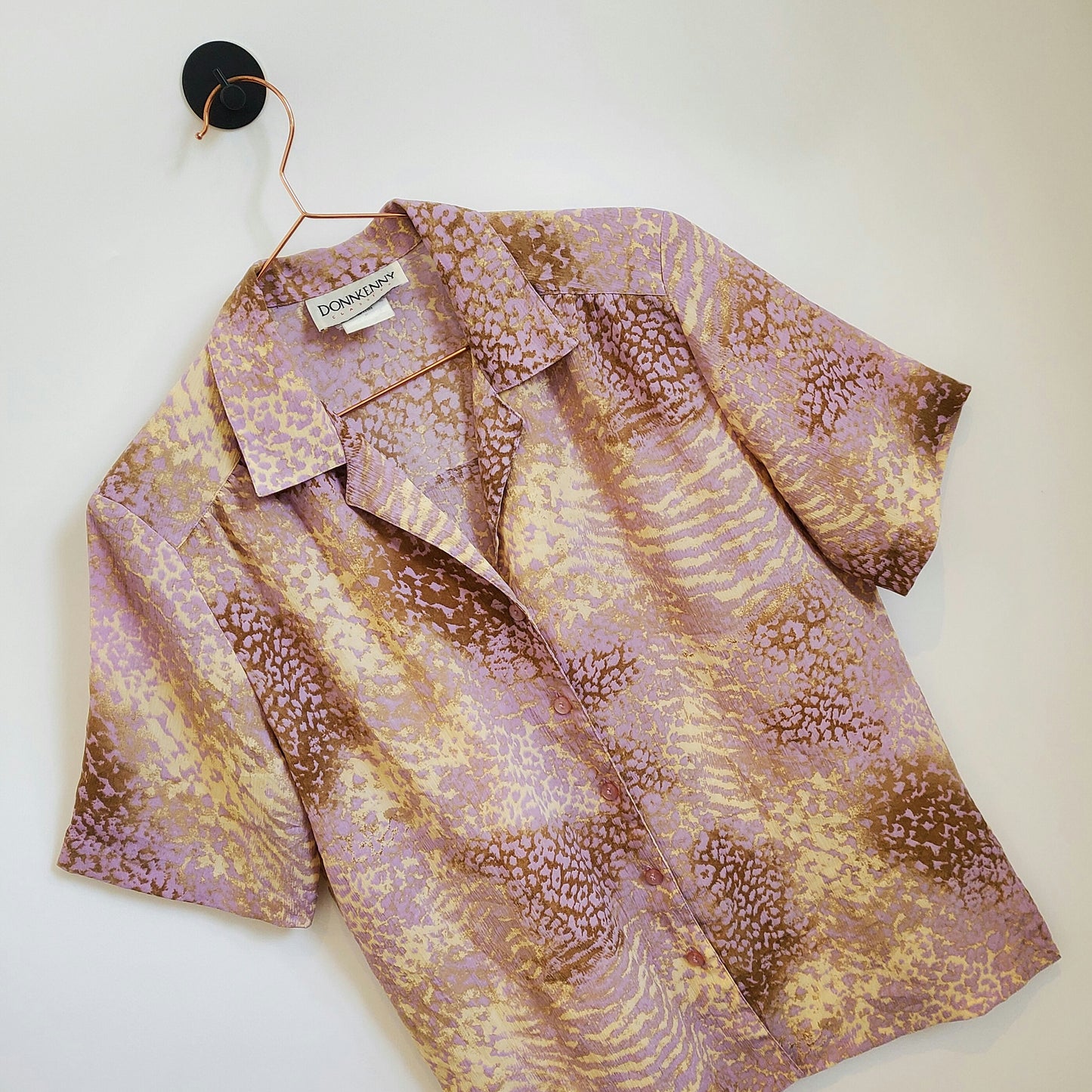 Vintage 80s Animal Print Blouse | Size 12