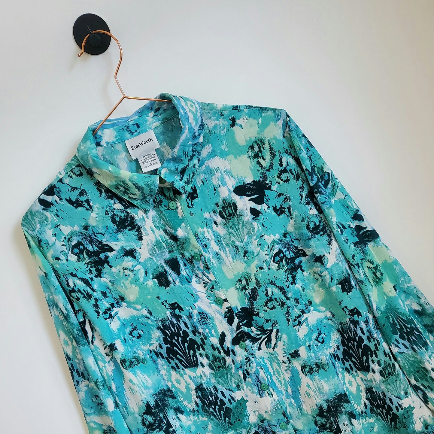 Vintage 90s Abstract Floral Chiffon Blouse | Size 12