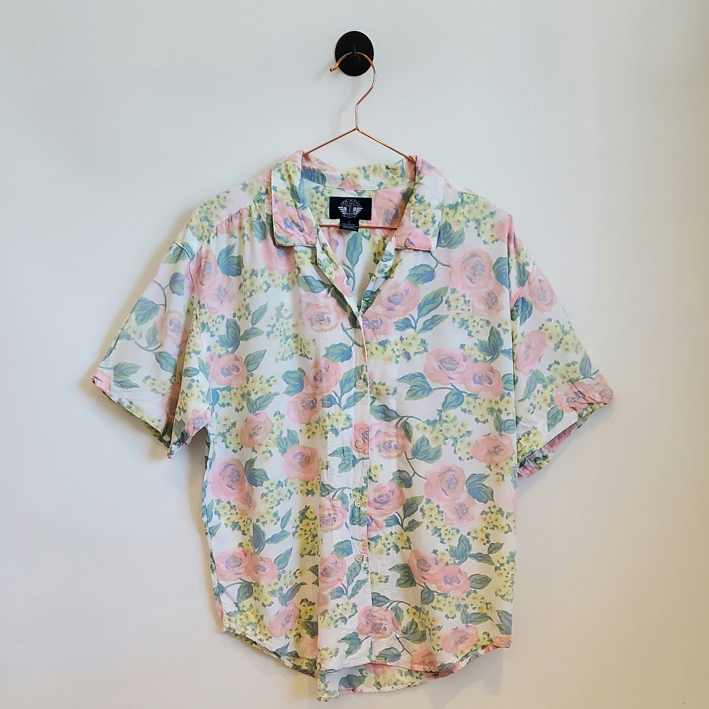 Vintage Rose Print Floral Shirt | Size 14