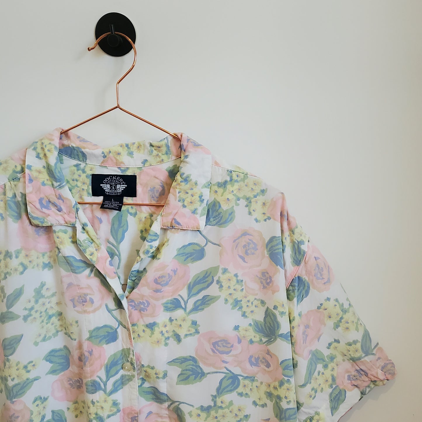 Vintage Rose Print Floral Shirt | Size 14