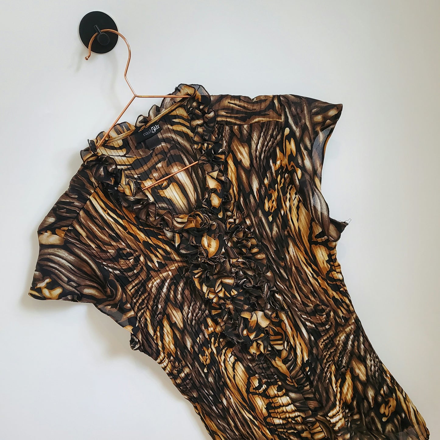 Vintage 90s Animal Print Sheer Blouse | Size 10