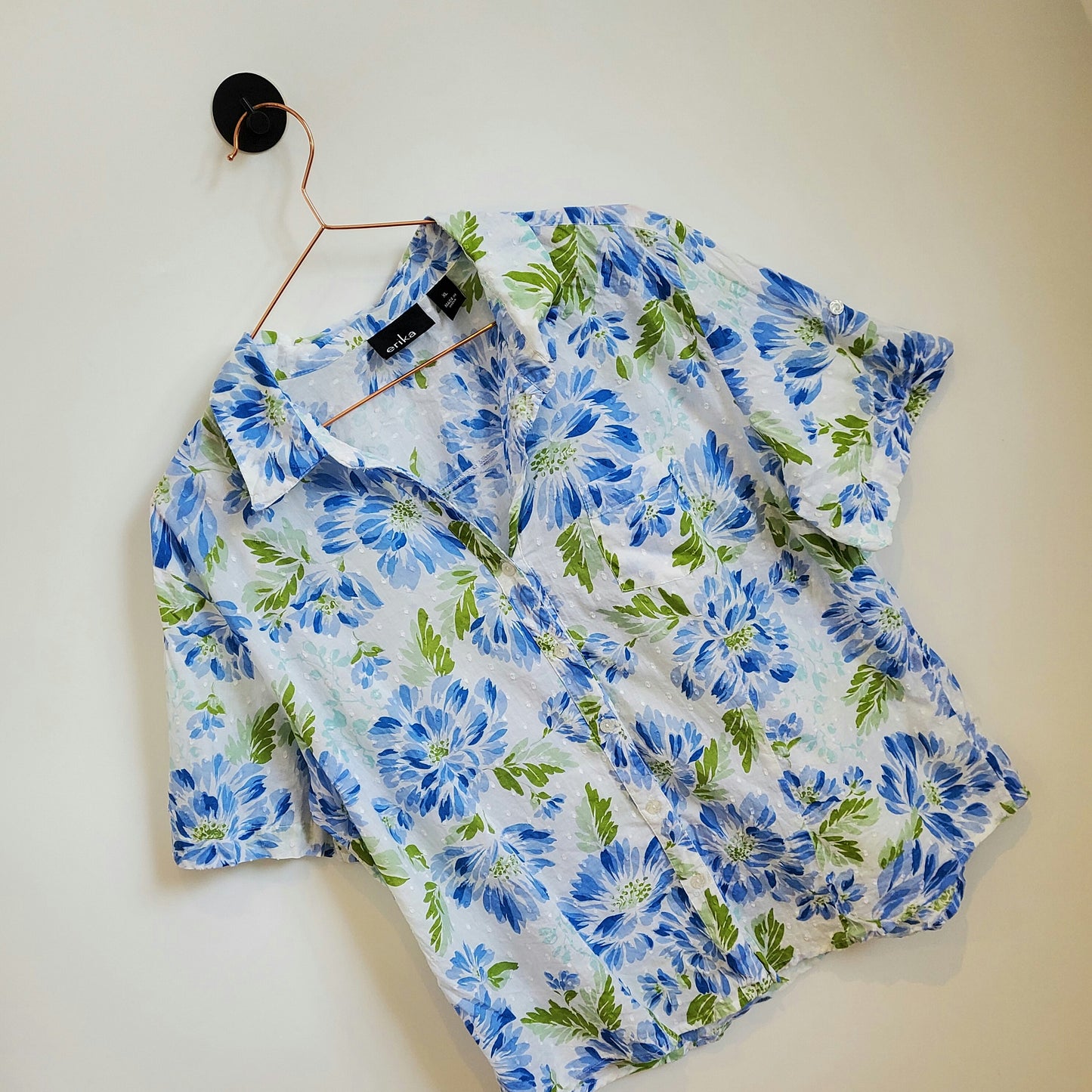 Vintage 90s Floral Short Sleeve Blouse | Size 14