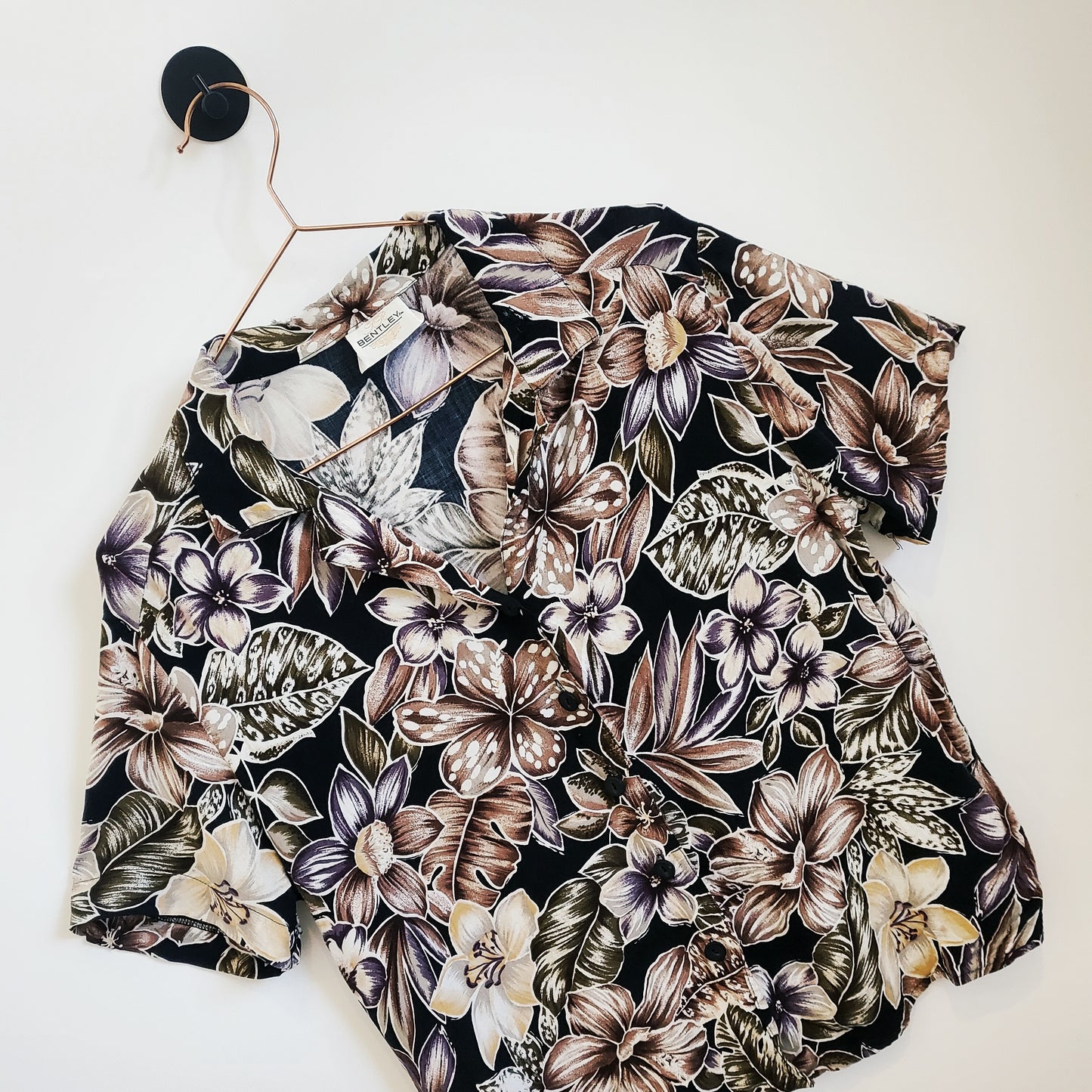 Vintage 90s Floral Hawaiian Blouse | Size 12