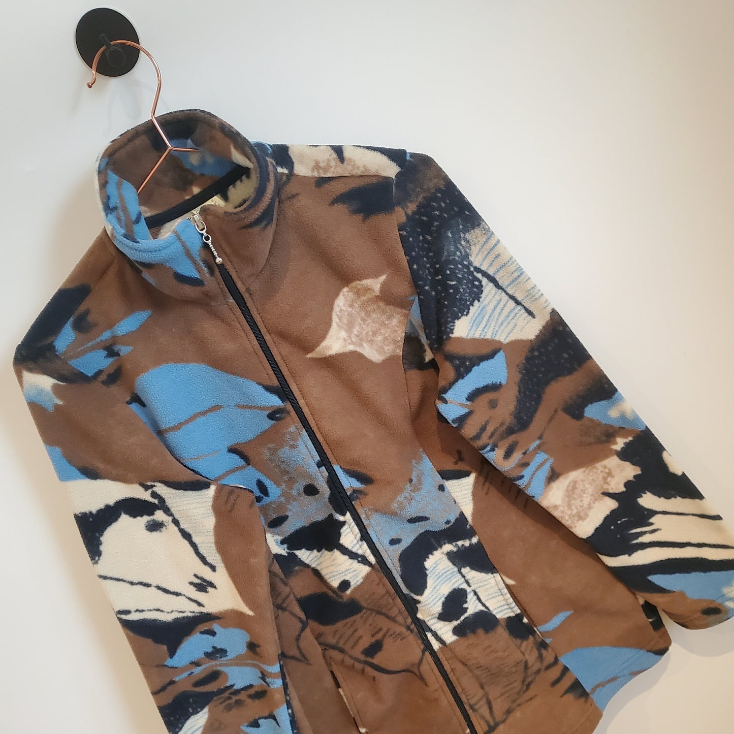 Vintage 90s Funky Pattern Zip Front Fleece | Size 12
