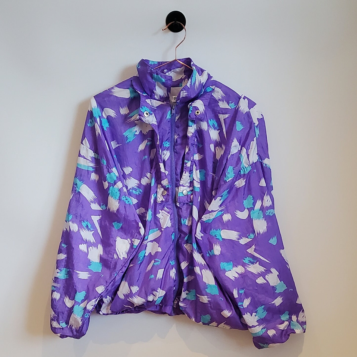 Vintage 80s Crazy Pattern Windbreaker Jacket | Size M
