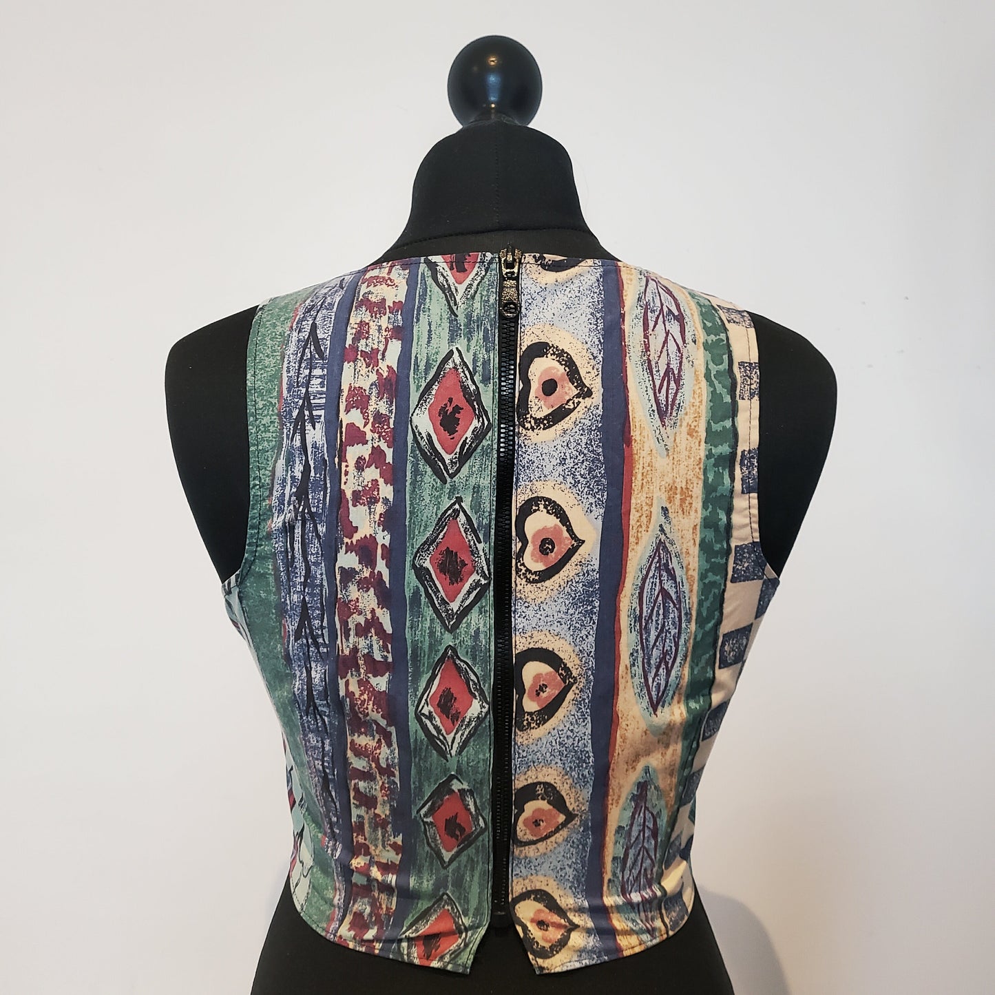 90's Vintage Reworked Funky Print Crop Top | Size 8-12