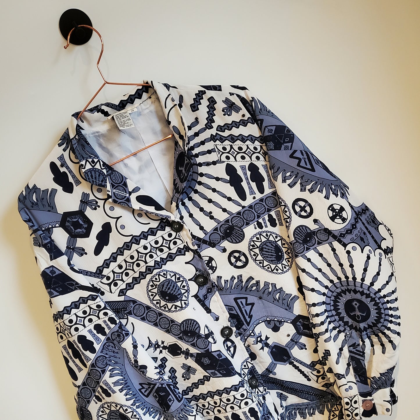 Vintage 80s Funky Pattern Windbreaker Jacket | Size 14-16