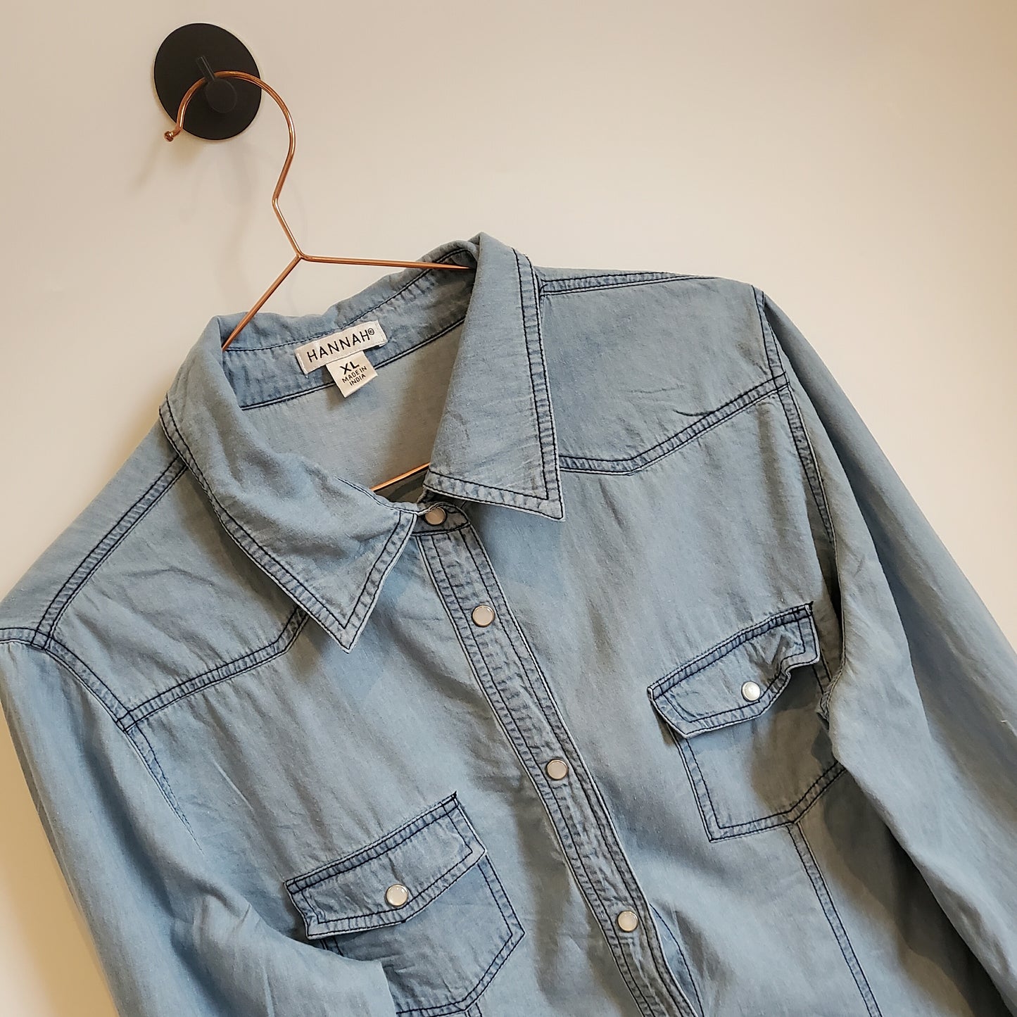 Vintage 90s Long Sleeve Denim Shirt | Size 14
