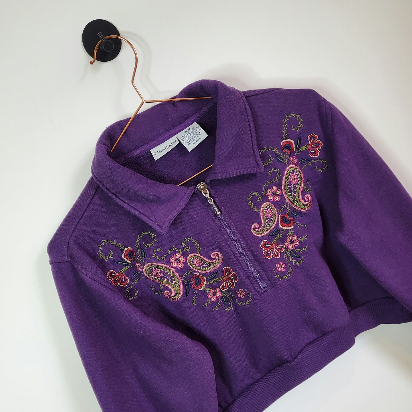 Reworked 90s Floral Embroidered Sweatshirt | Size 12
