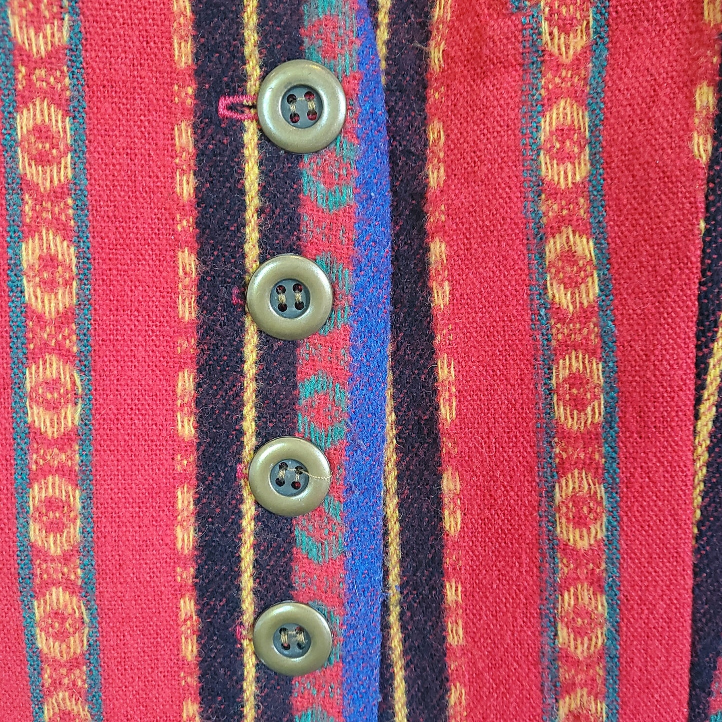 Vintage 80s Funky Pattern Boho Waistcoat | Size 8-10