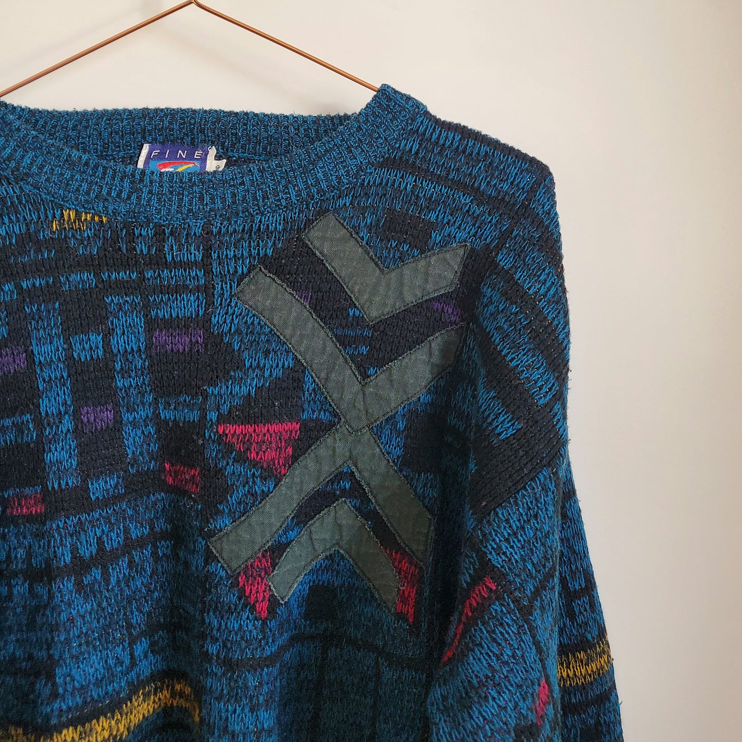 Vintage 80s Funky Pattern Knit Jumper | Size M
