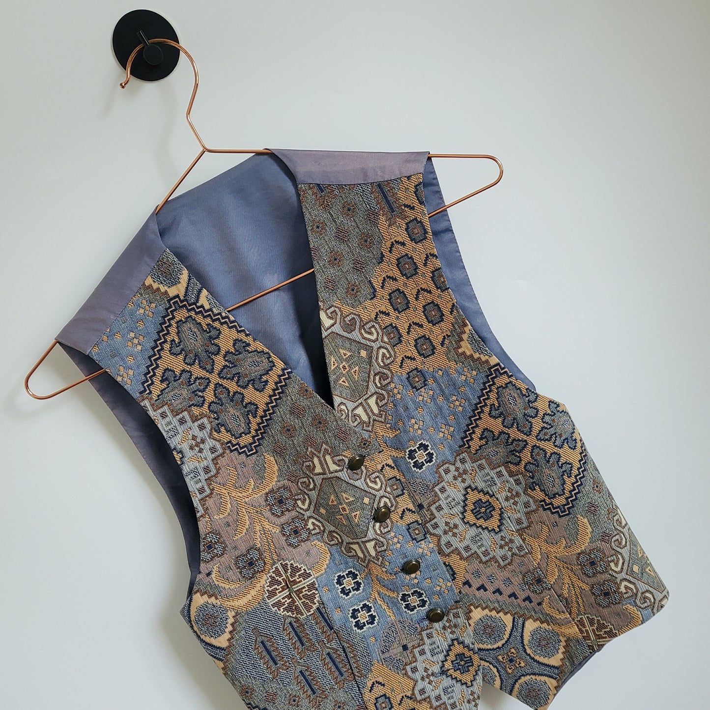 Vintage 90s Floral Embroidered Waistcoat | Size 8