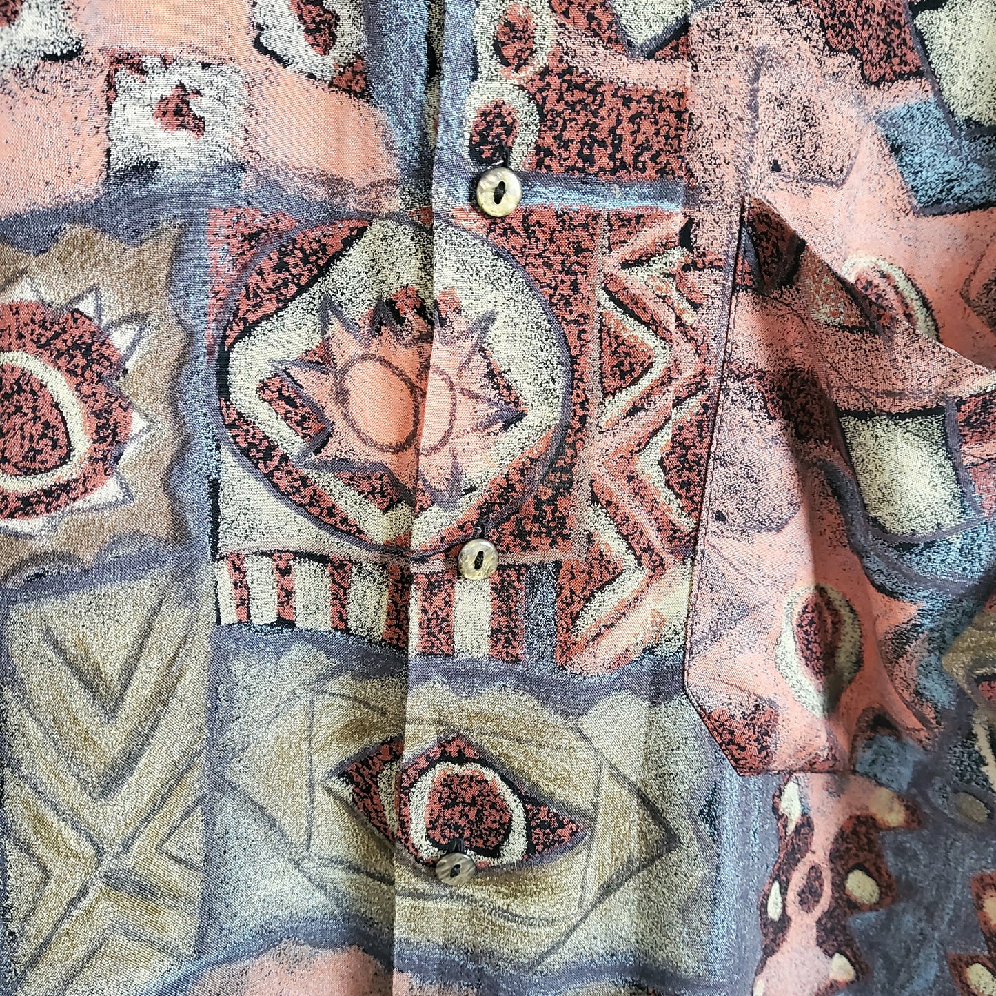 Vintage 90s Funky Pattern Festival Shirt | Size M