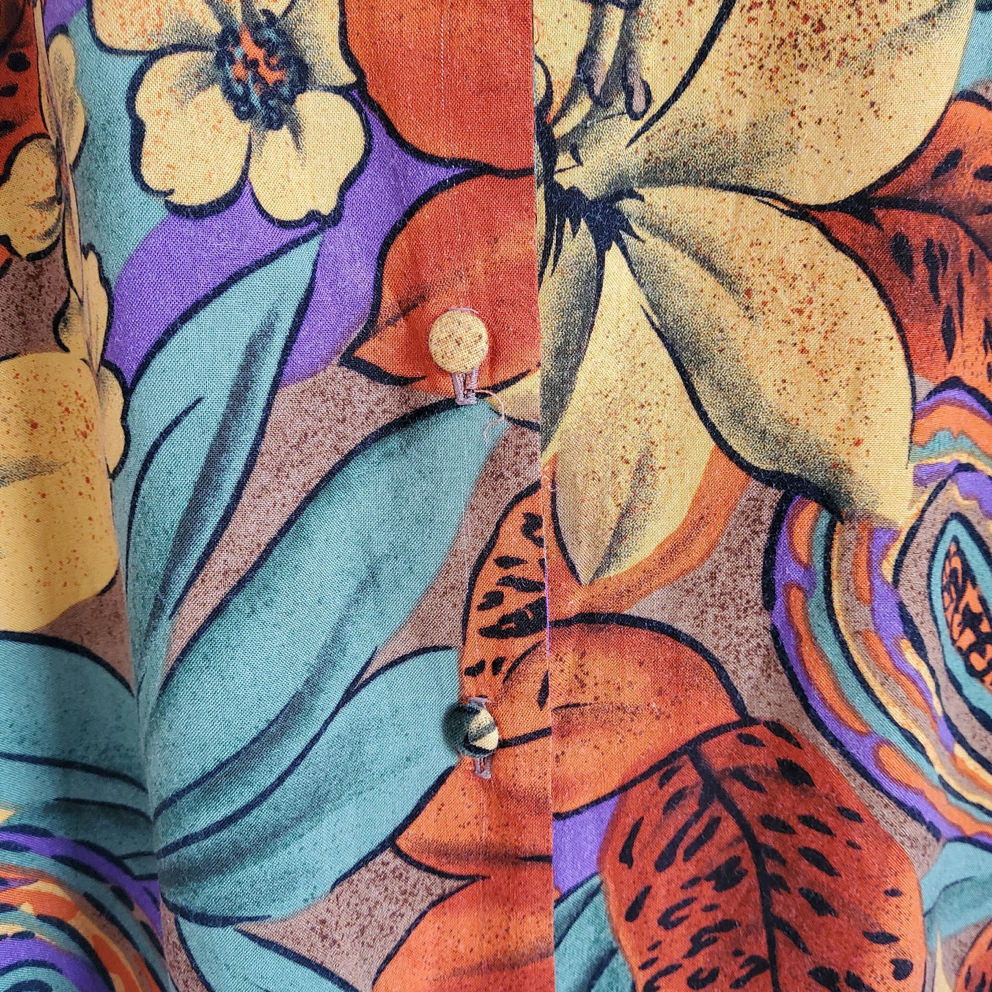 Vintage 80s Floral Print Short Sleeve Blouse | Size 12