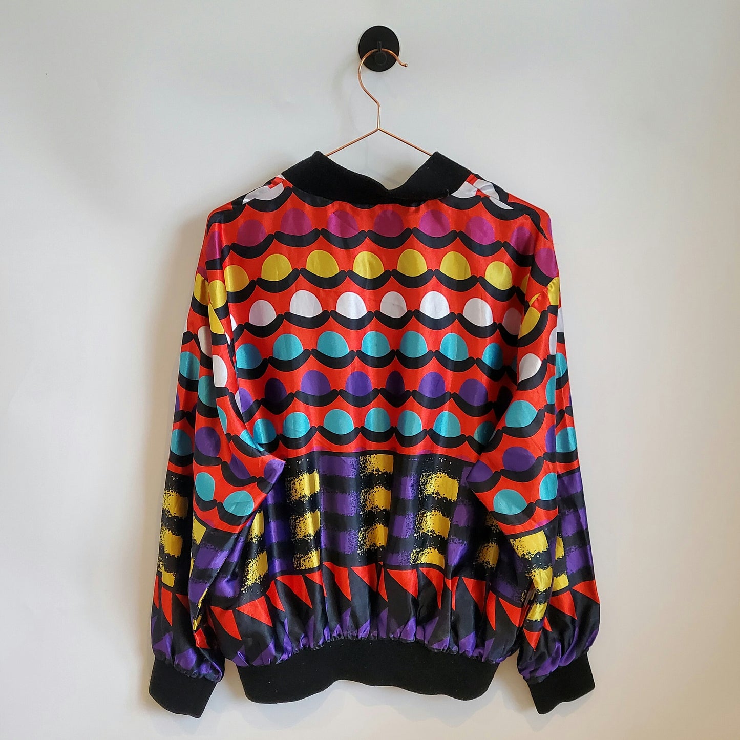 Vintage 90s Funky Print Satin Jacket | Size 14