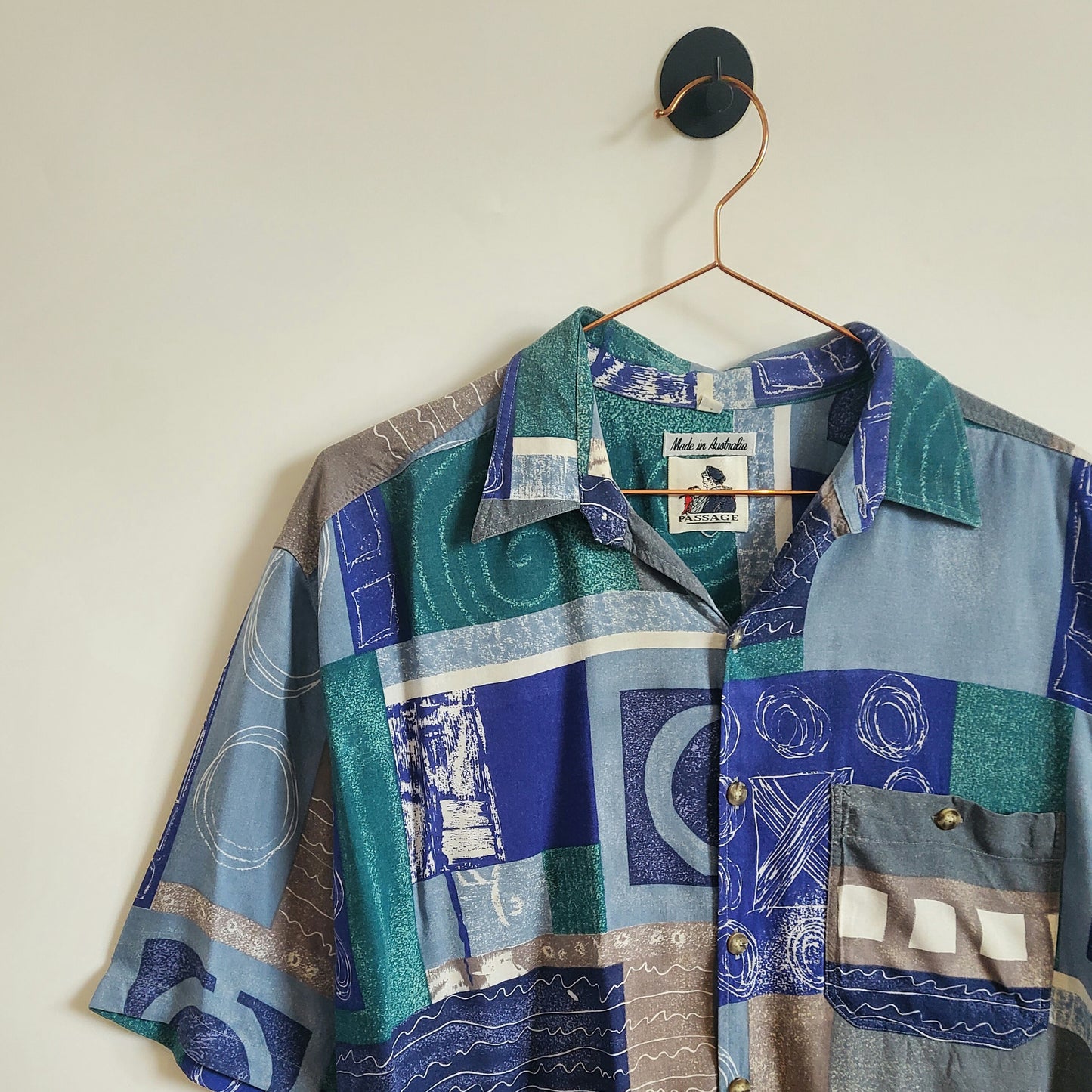 Vintage 90s Funky Pattern Festival Shirt | Size L