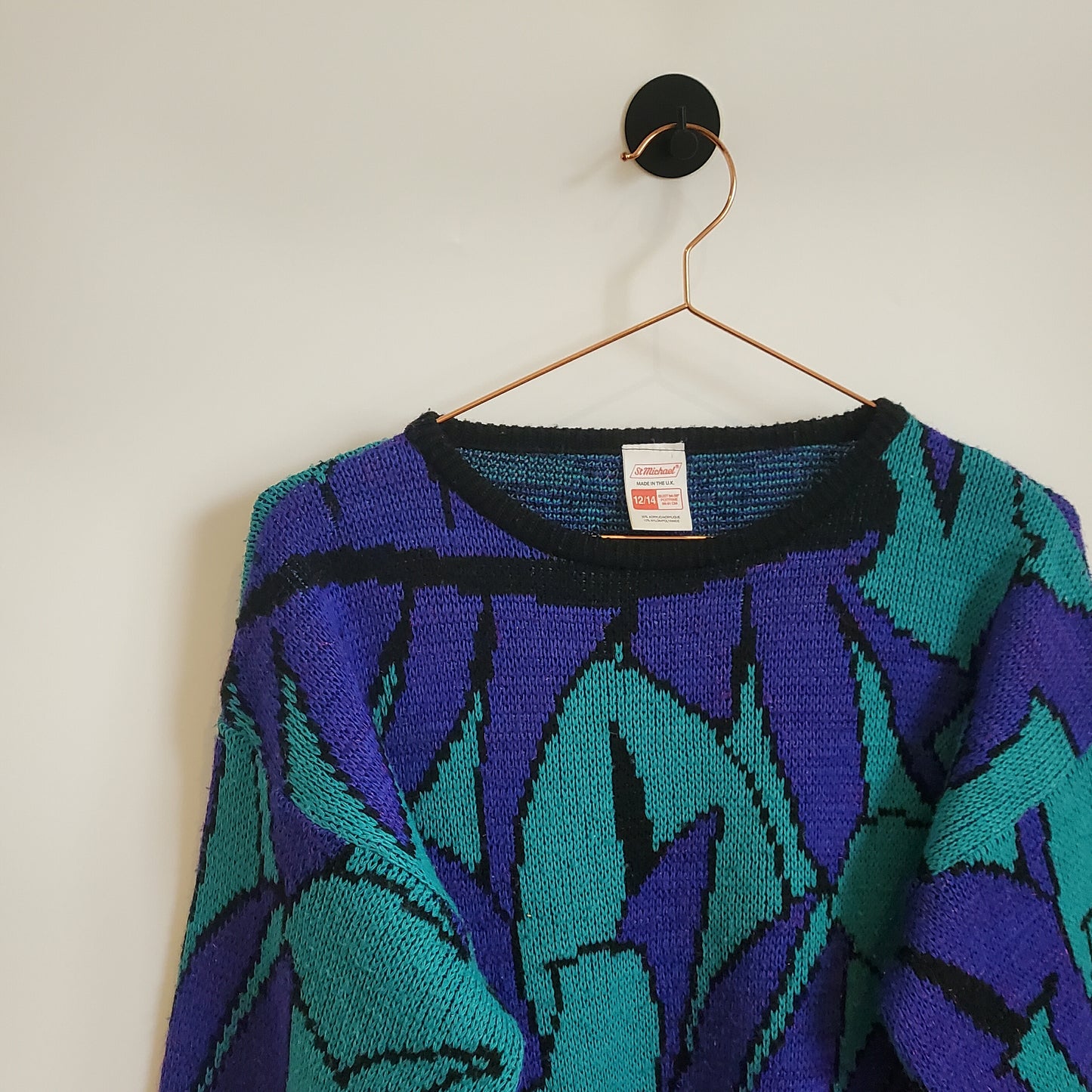 Vintage 80s Funky Pattern Knit Jumper | Size 12