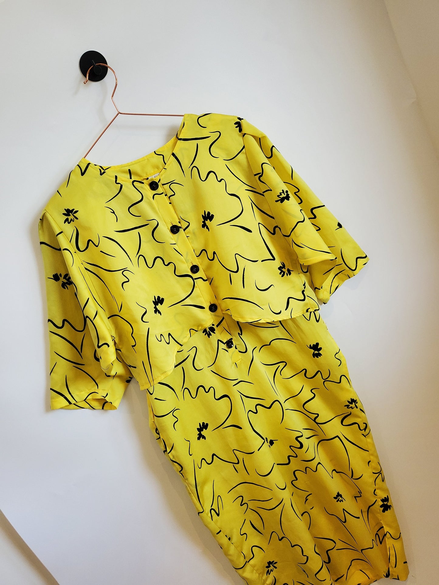 Vintage 80s Funky Print Batwing Dress | Size 10