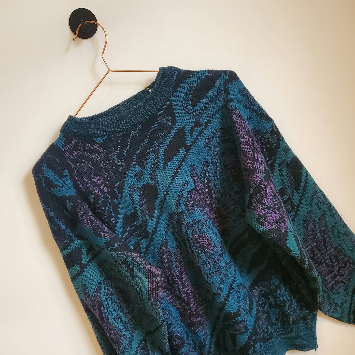 Vintage 80s Funky Pattern Knitted Jumper | Size M