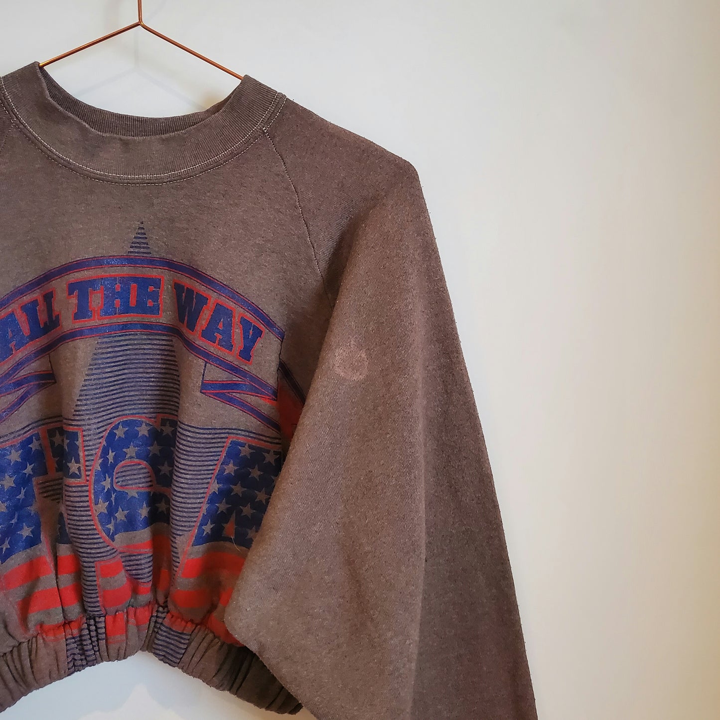 Vintage 90s Reworked Varsity Crop Sweatshirt | Size 10