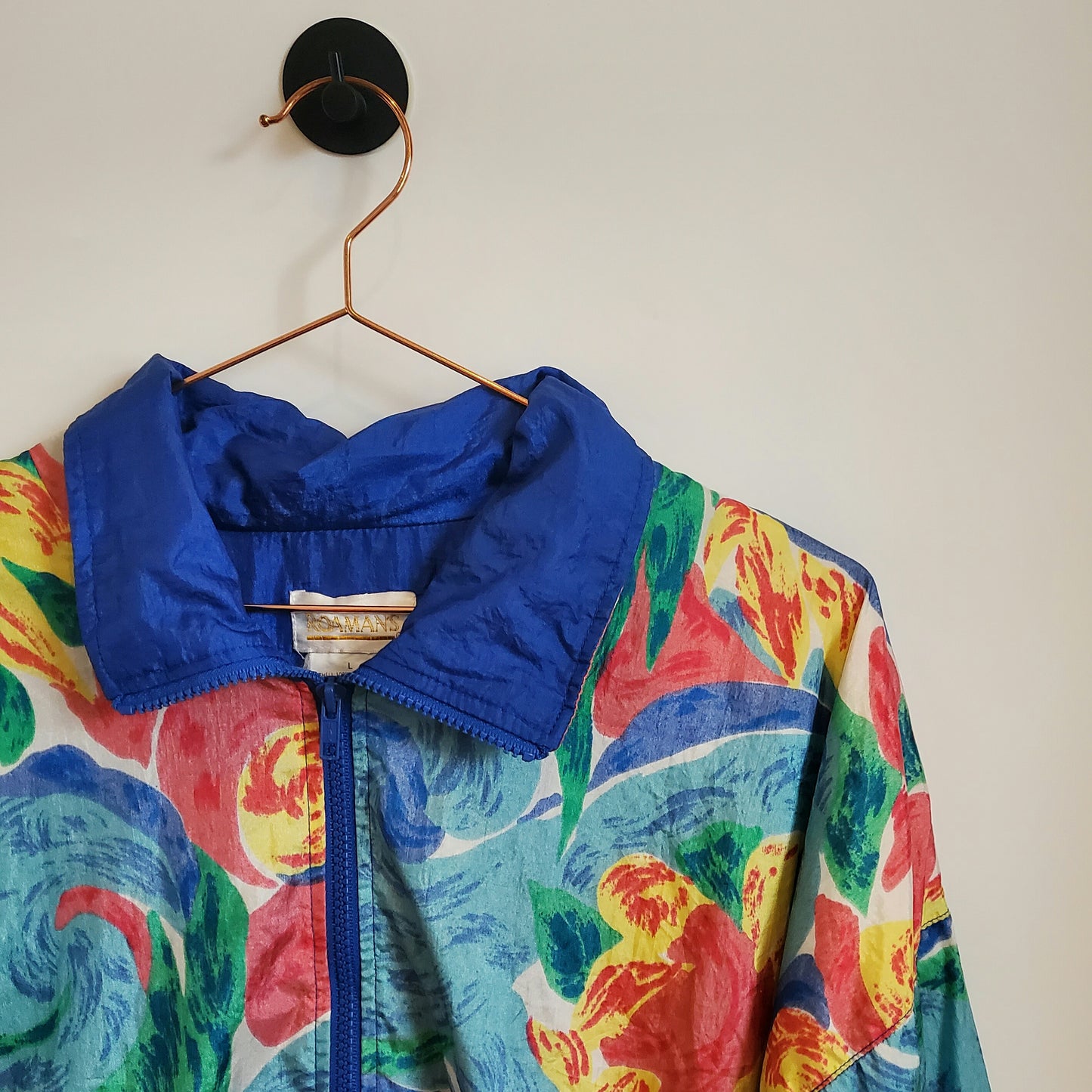 Vintage 80s Floral Print Windbreaker Jacket | Size 18