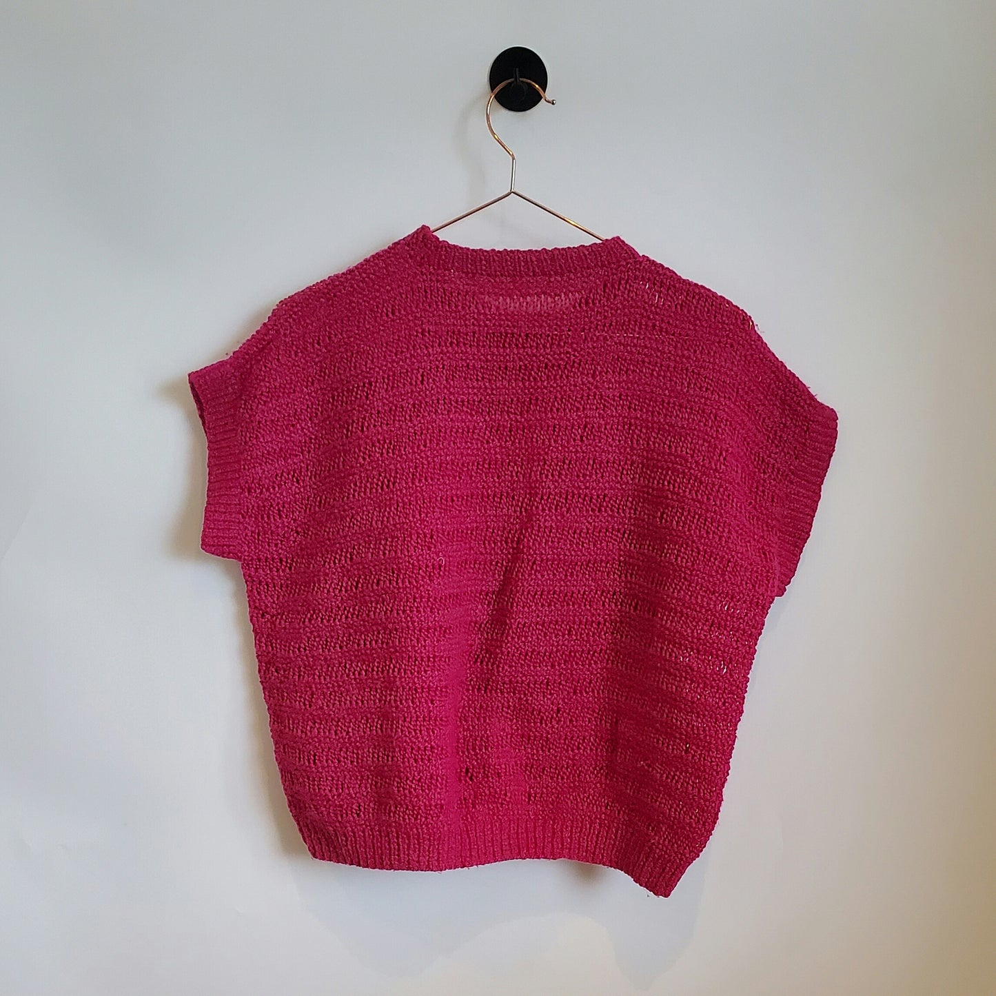 Vintage 80s Hand Knitted Sleeves Top | Size 14
