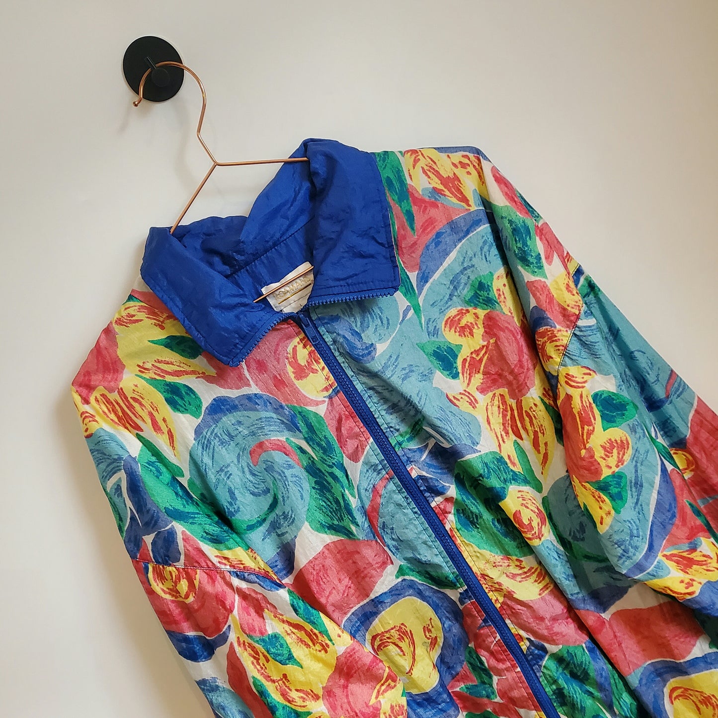 Vintage 80s Floral Print Windbreaker Jacket | Size 18