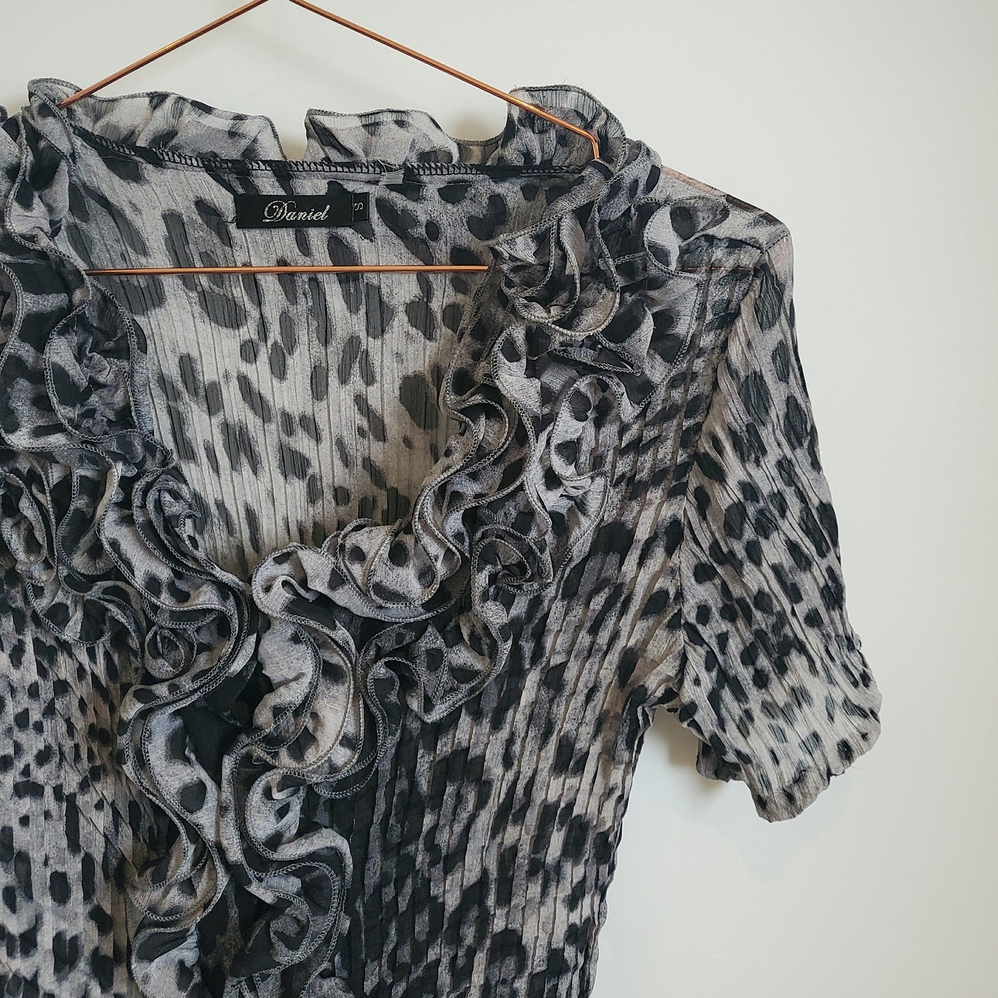 Vintage Y2K Animal Print Chiffon Top | Size 8
