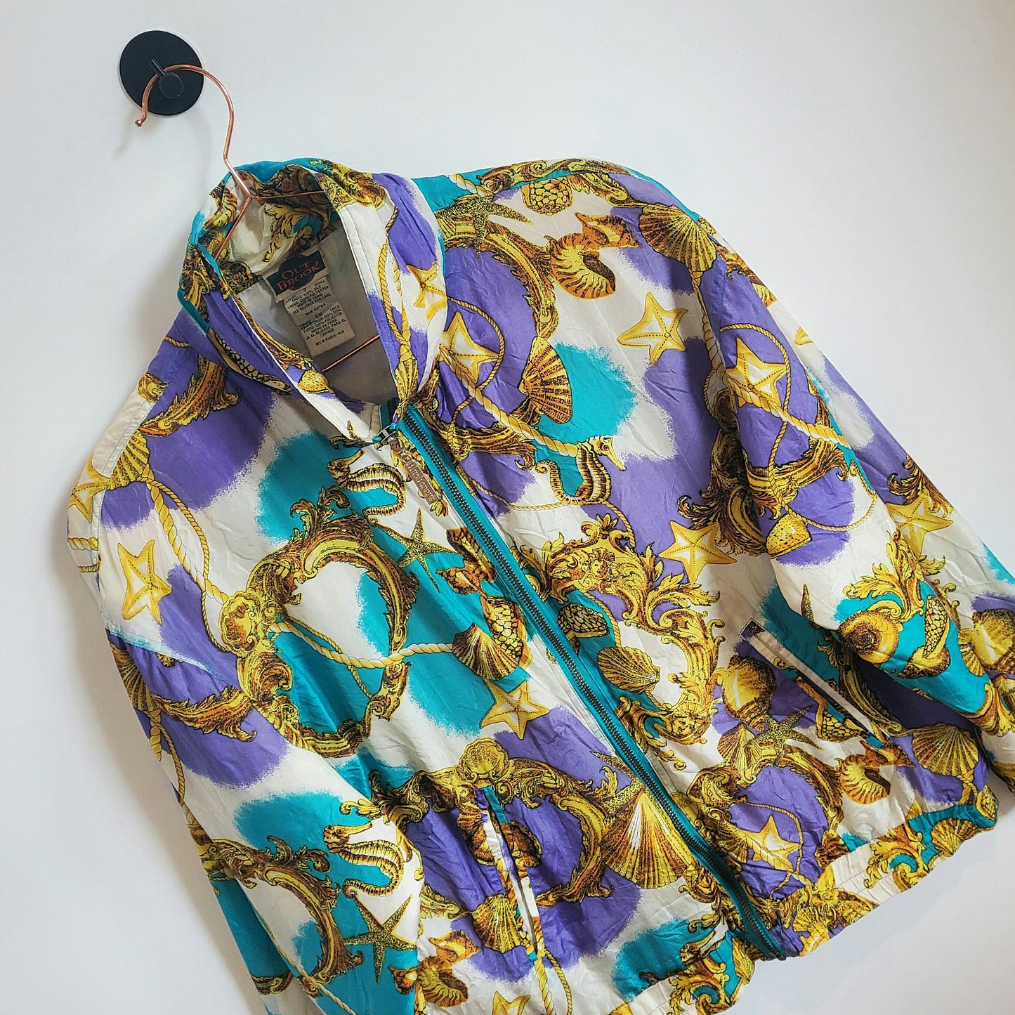 Vintage 80s Funky Seashell Print Windbreaker | Size 12