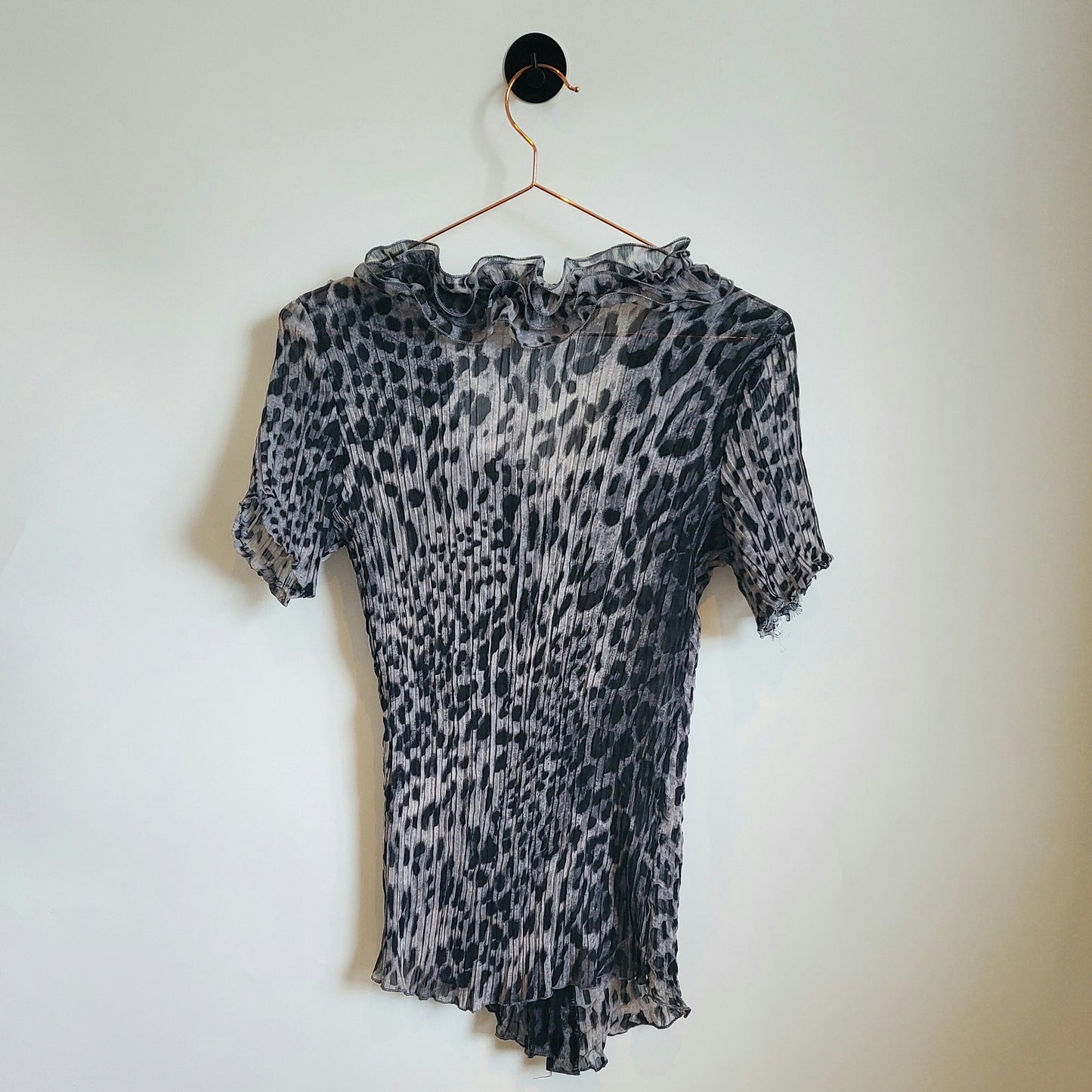 Vintage Y2K Animal Print Chiffon Top | Size 8