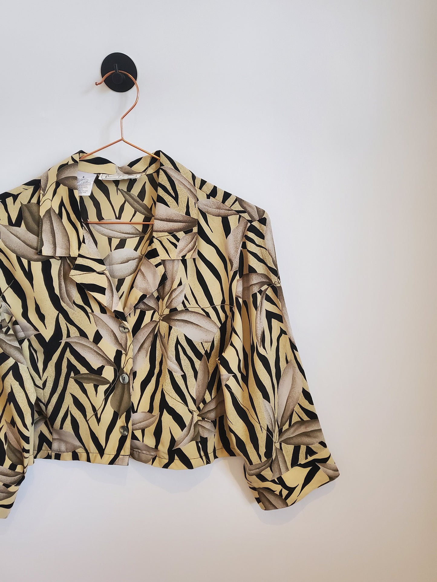 Vintage Reworked Animal Print Crop Shirt | Size 8