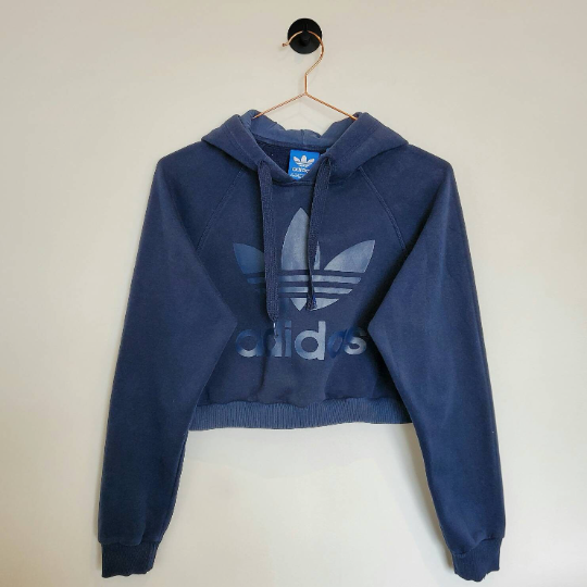 Reworked Crop Adidas Hoodie Upcycled Clothing Vintage Recovery