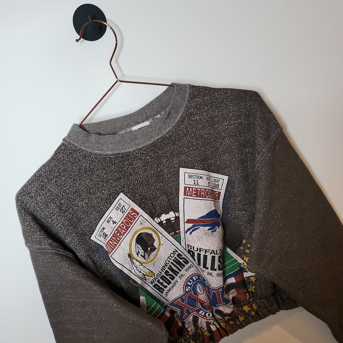 Upcycled 90s America Football Crop Sweatshirt Brown Size 8-10