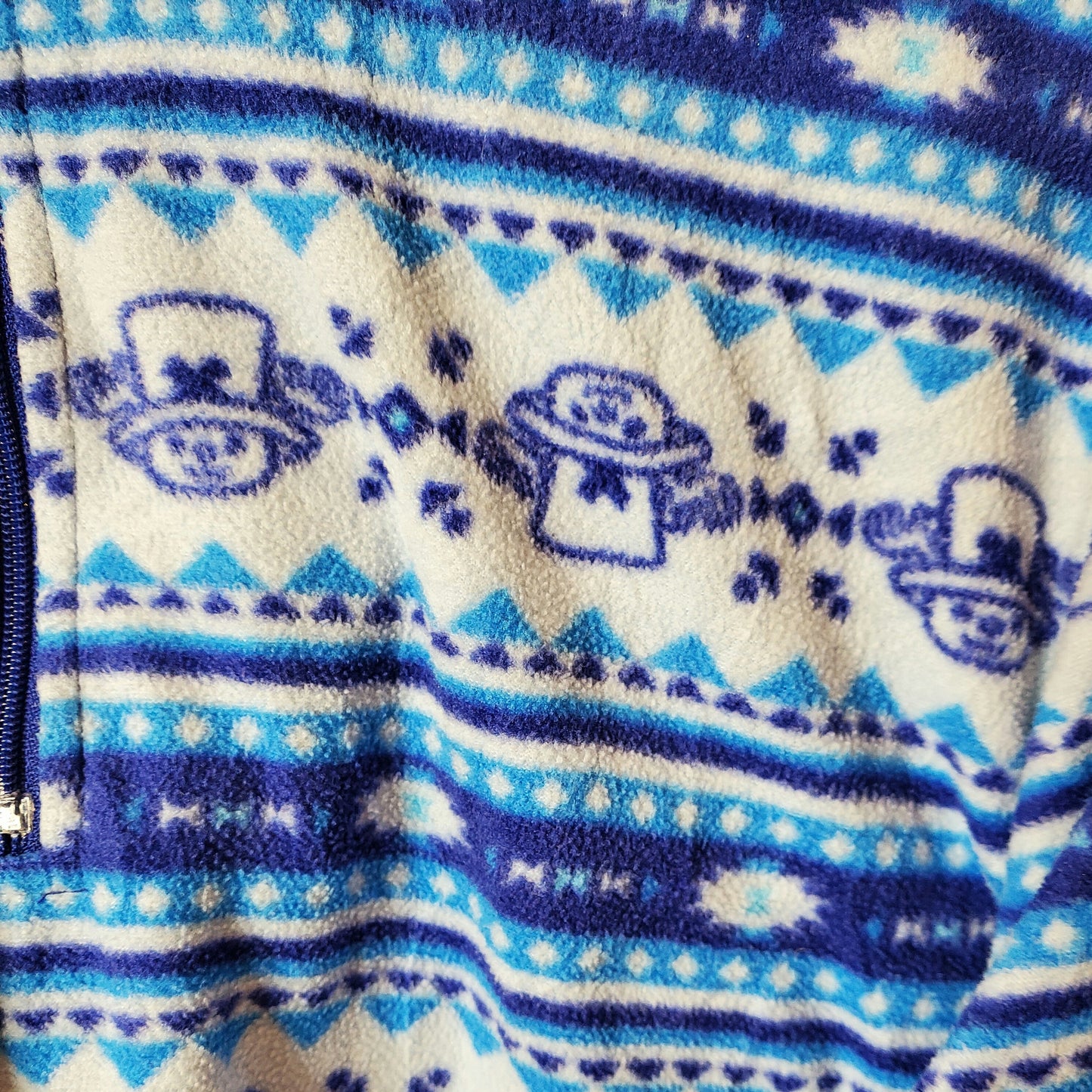 Vintage 90s Reworked Crop Fleece Top Blue and White Size 6-8