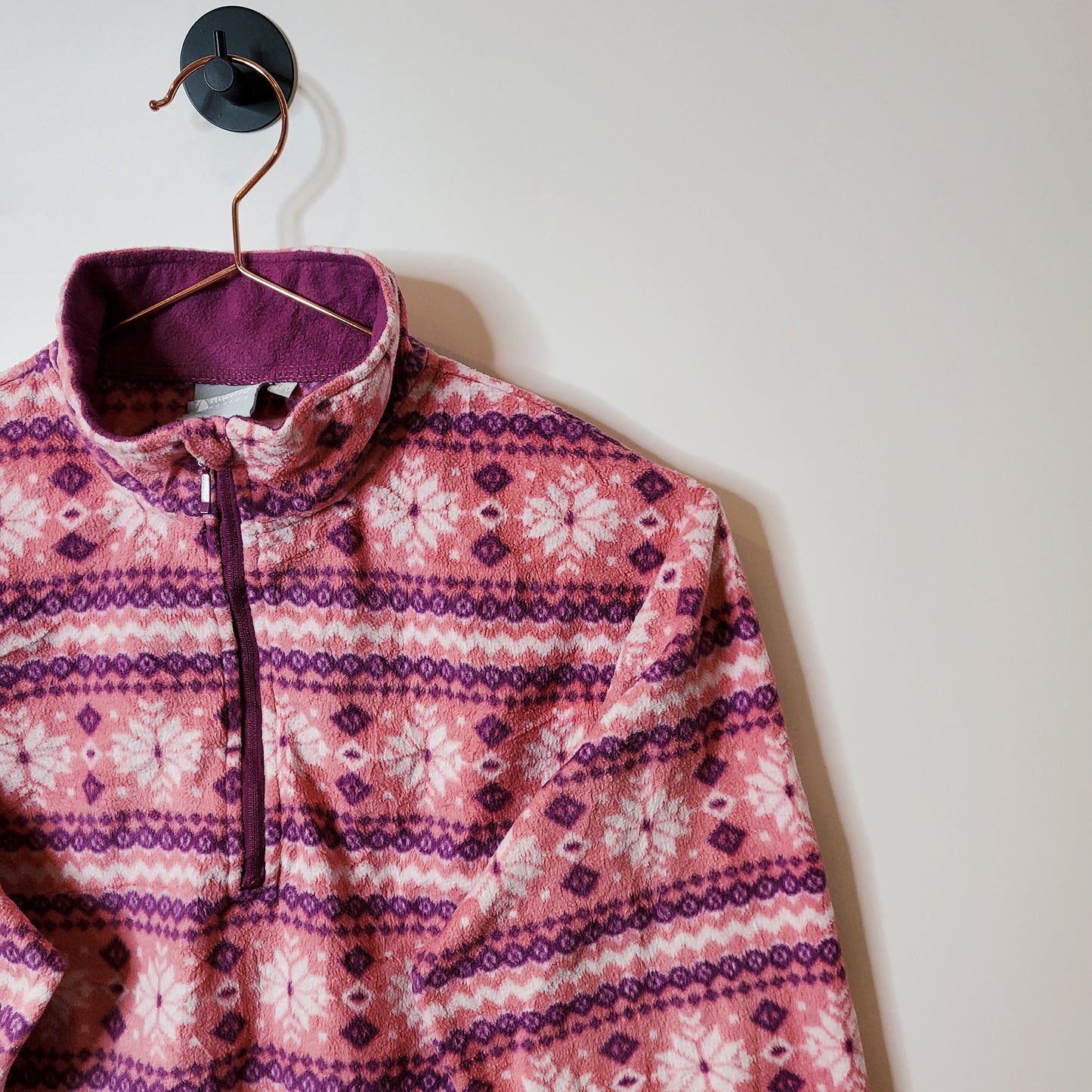 Vintage 90's Snowflake Winter Pattern Fleece Pink Size 8-10