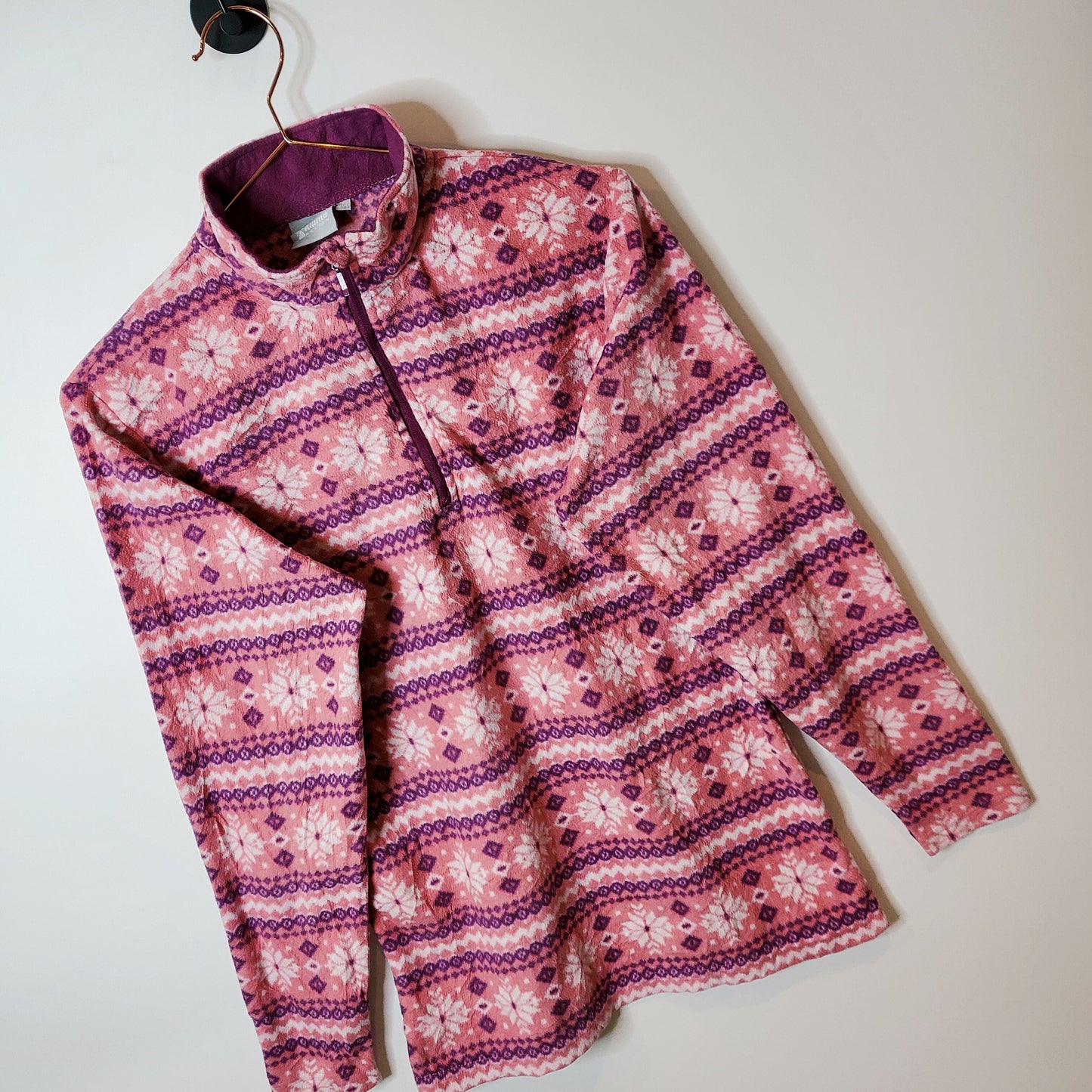 Vintage 90's Snowflake Winter Pattern Fleece Pink Size 8-10