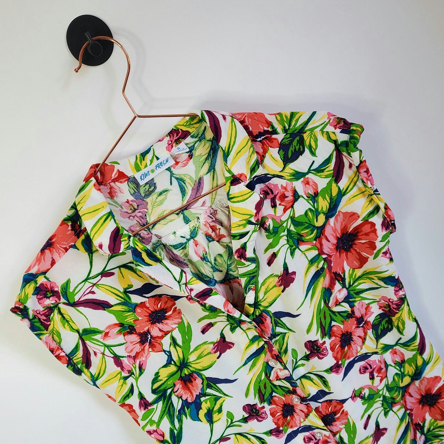Vintage 90s Floral Cap Sleeve Blouse | Size 8