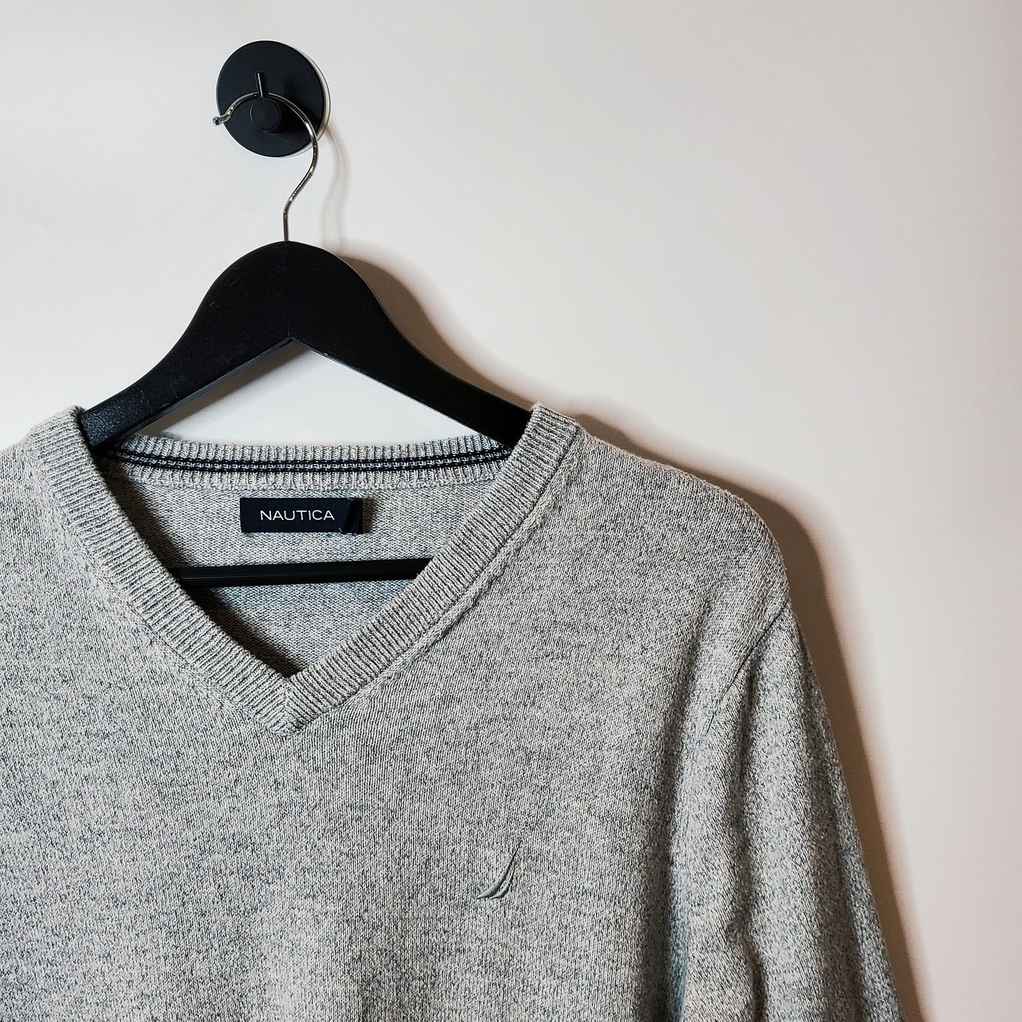 Nautica V-Neck Jumper Grey Size Medium