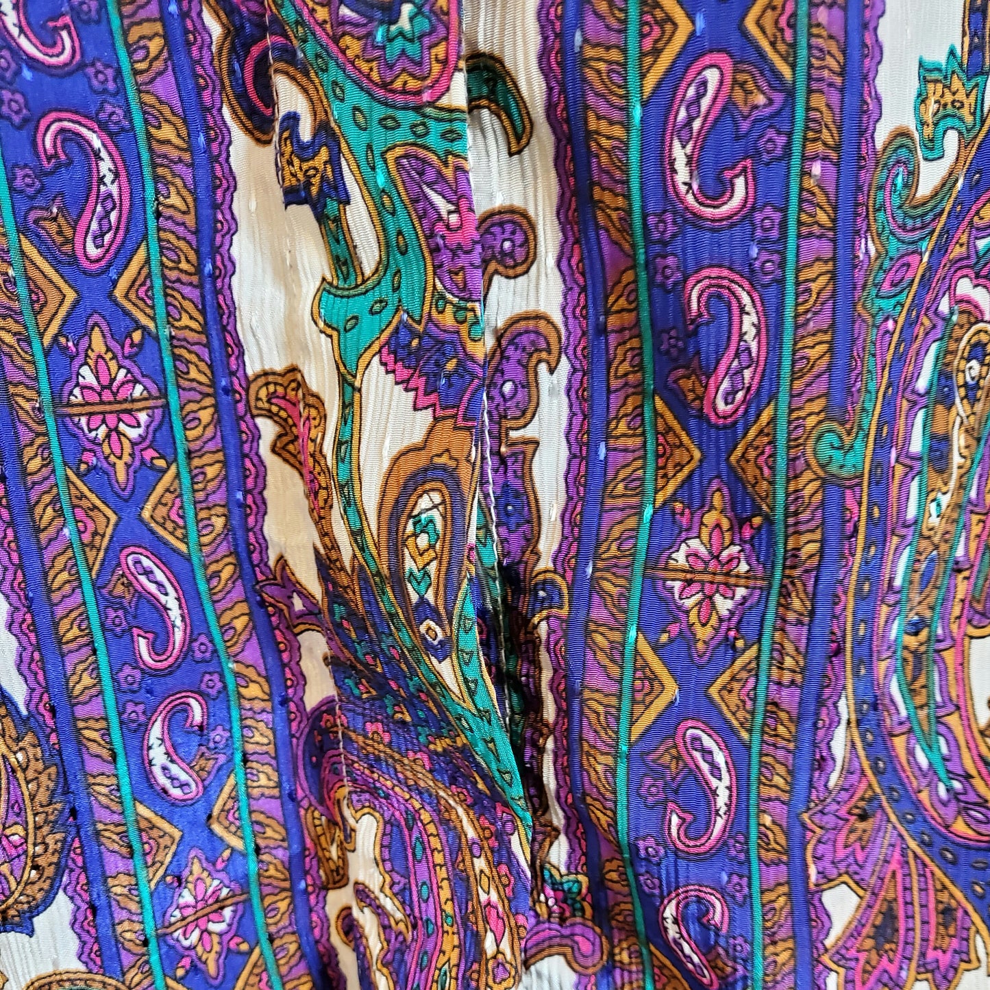 Vintage 80s Pasiley Blouse Purple Size 10-12