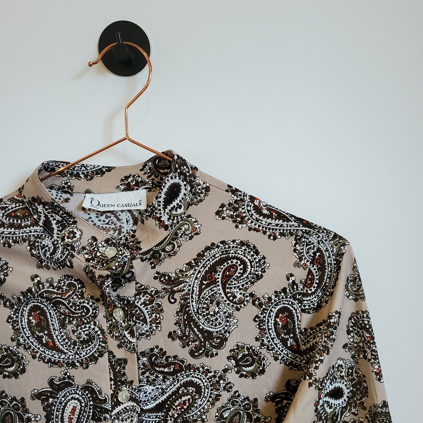 Vintage 90s Pasiley Blouse Brown Size 6-8