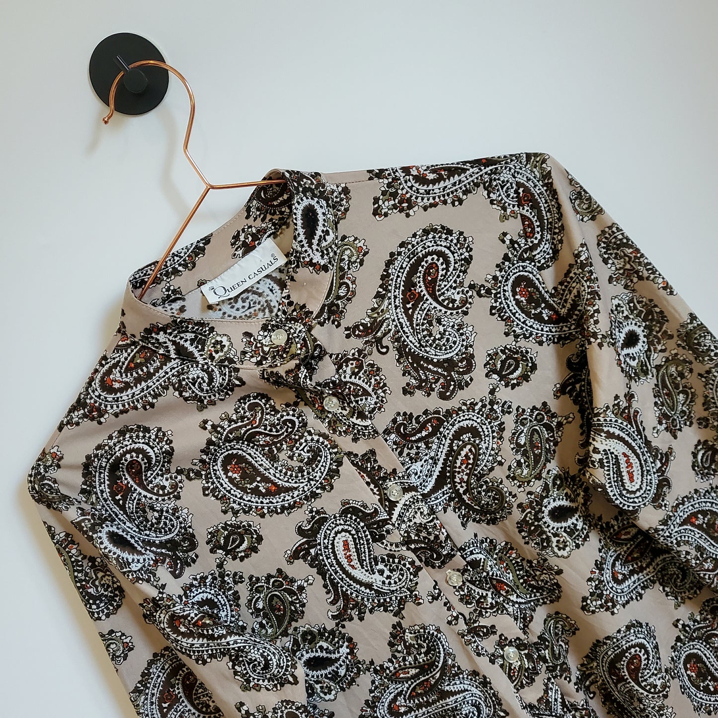 Vintage 90s Pasiley Blouse Brown Size 6-8