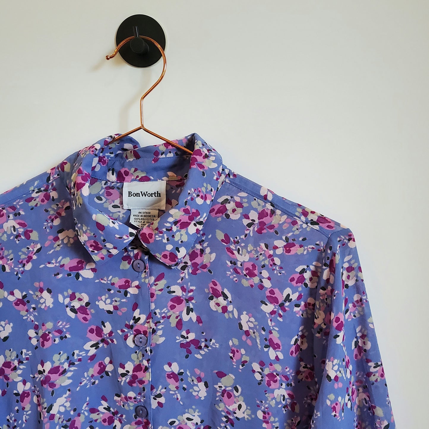 Vintage Floral Blouse Purple Size 8-10