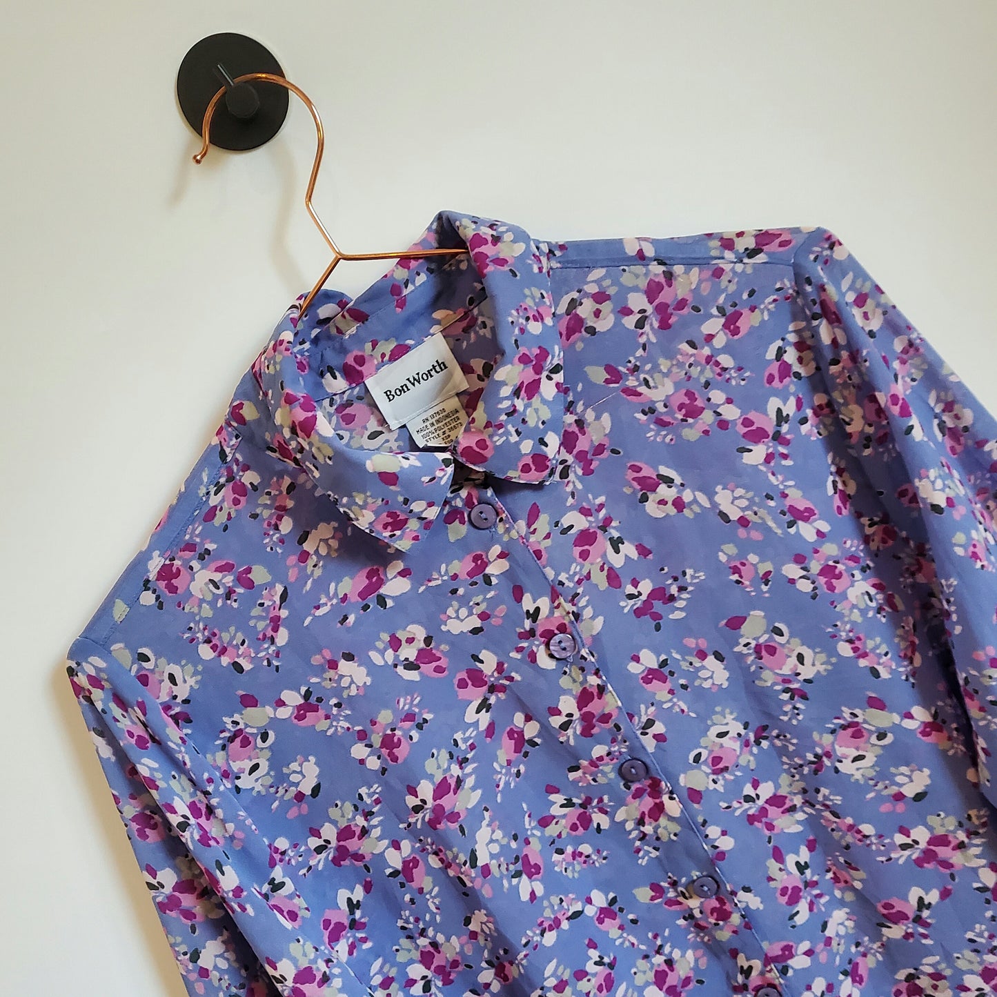 Vintage Floral Blouse Purple Size 8-10