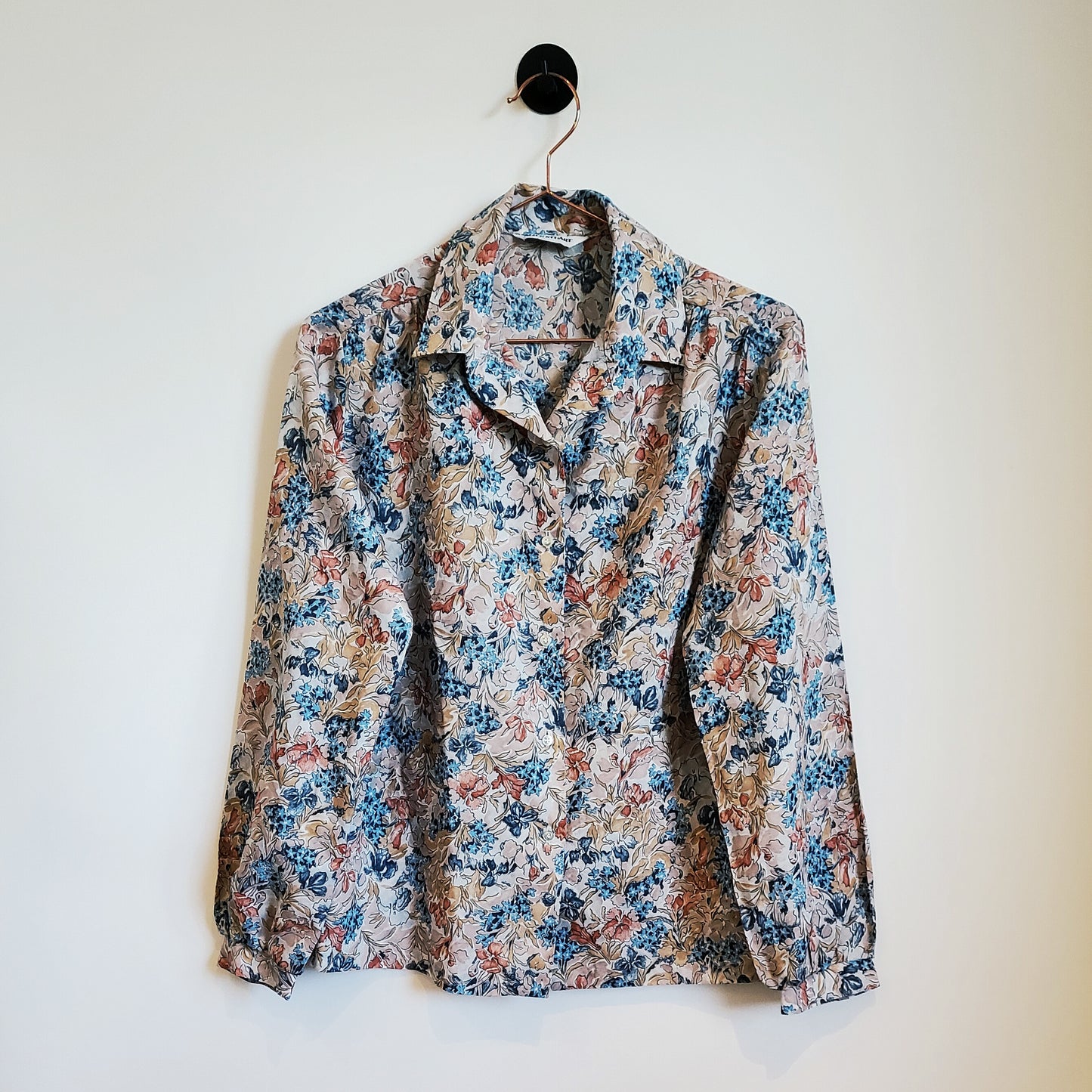 Vintage 60s Alice Stuart Blouse Blue Size 8-10